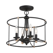 Westchester County 16" 4-Light Semi-Flush Mount, Sand Coal & Gold Finish