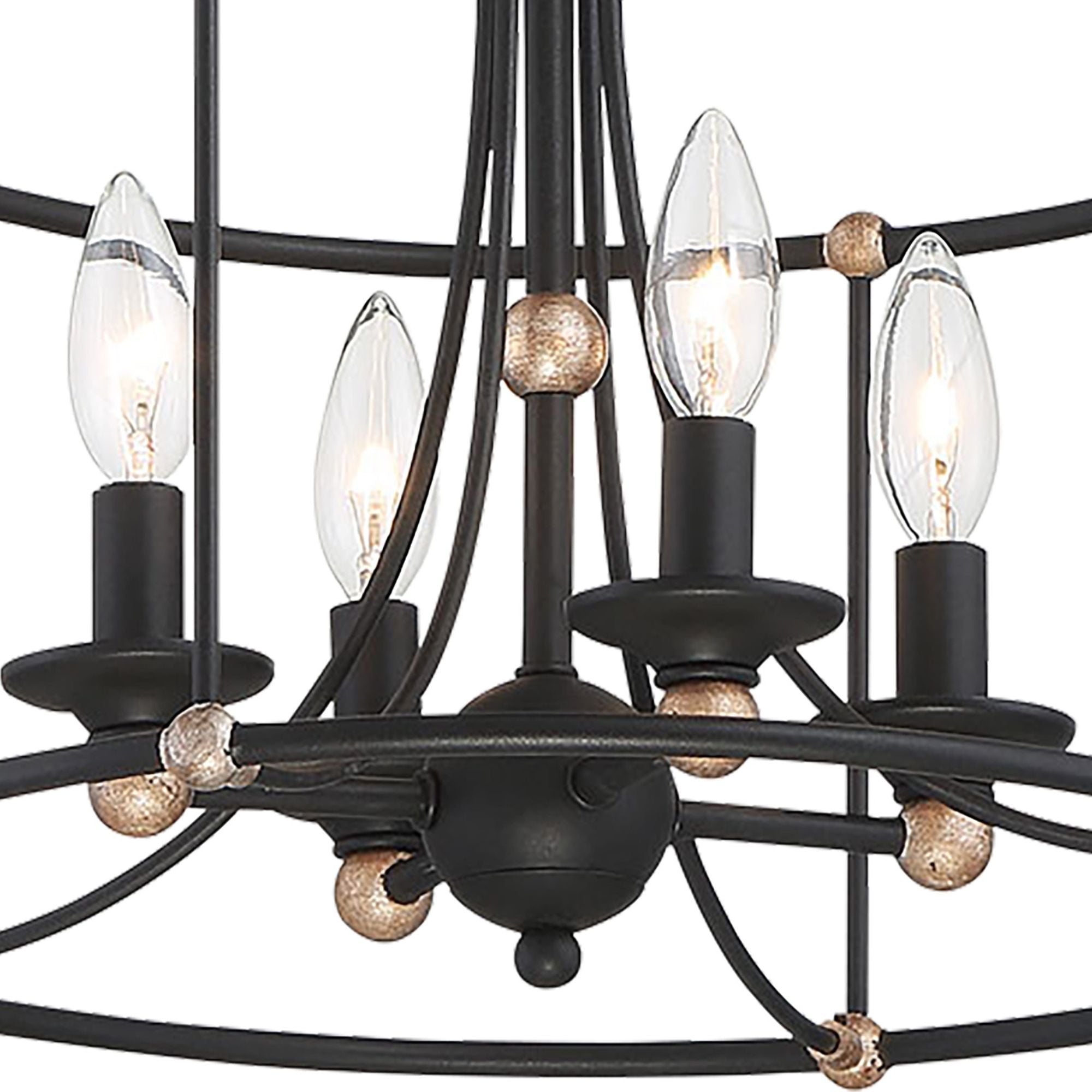 Westchester County 16" 4-Light Semi-Flush Mount, Sand Coal & Gold Finish