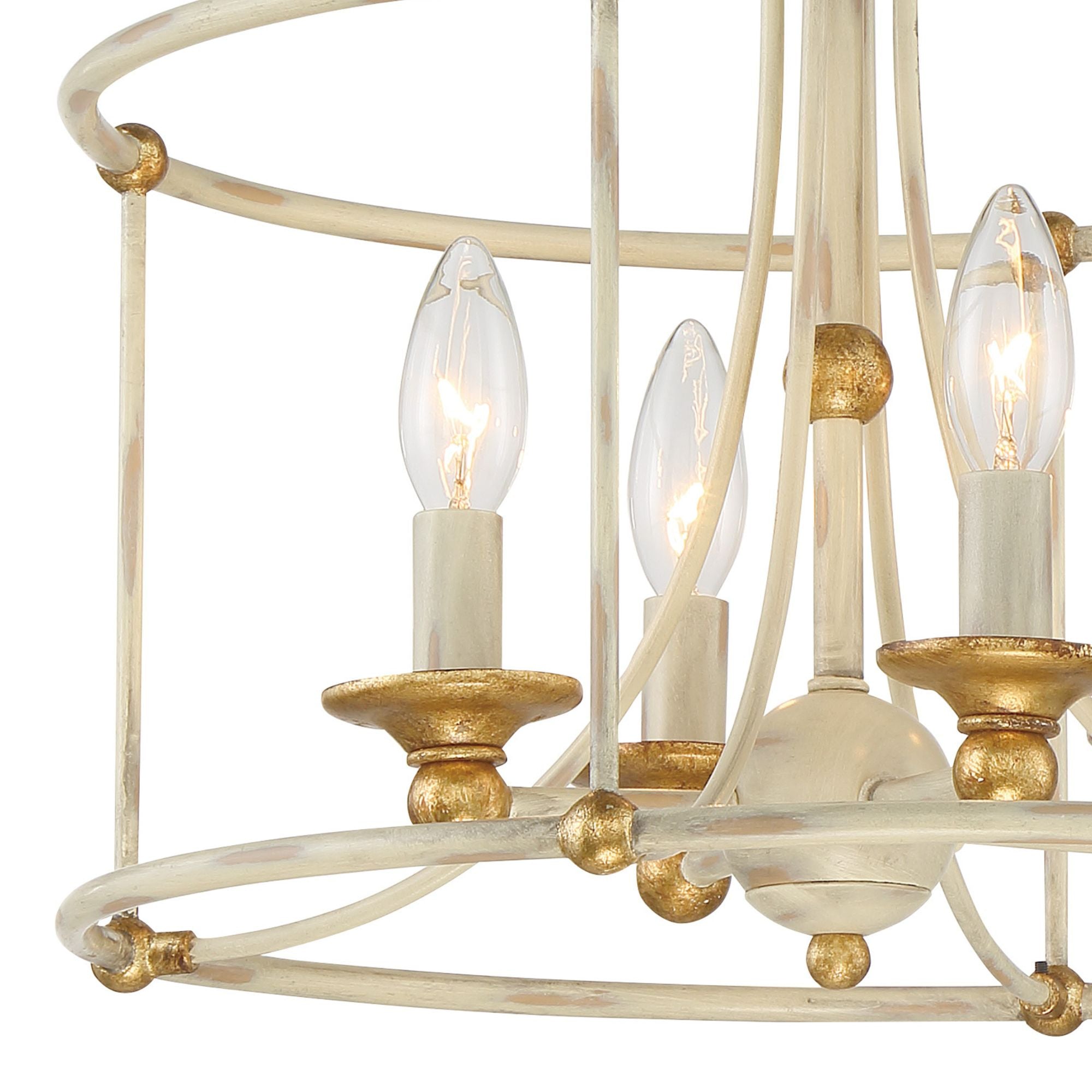 Westchester County 16" 4-Light Semi-Flush Mount, Farmhouse White & Gold Finish