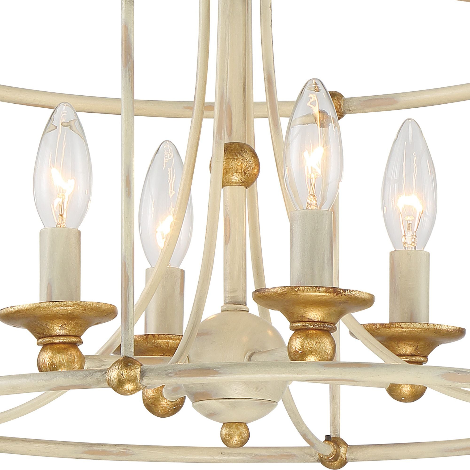 Westchester County 16" 4-Light Semi-Flush Mount, Farmhouse White & Gold Finish