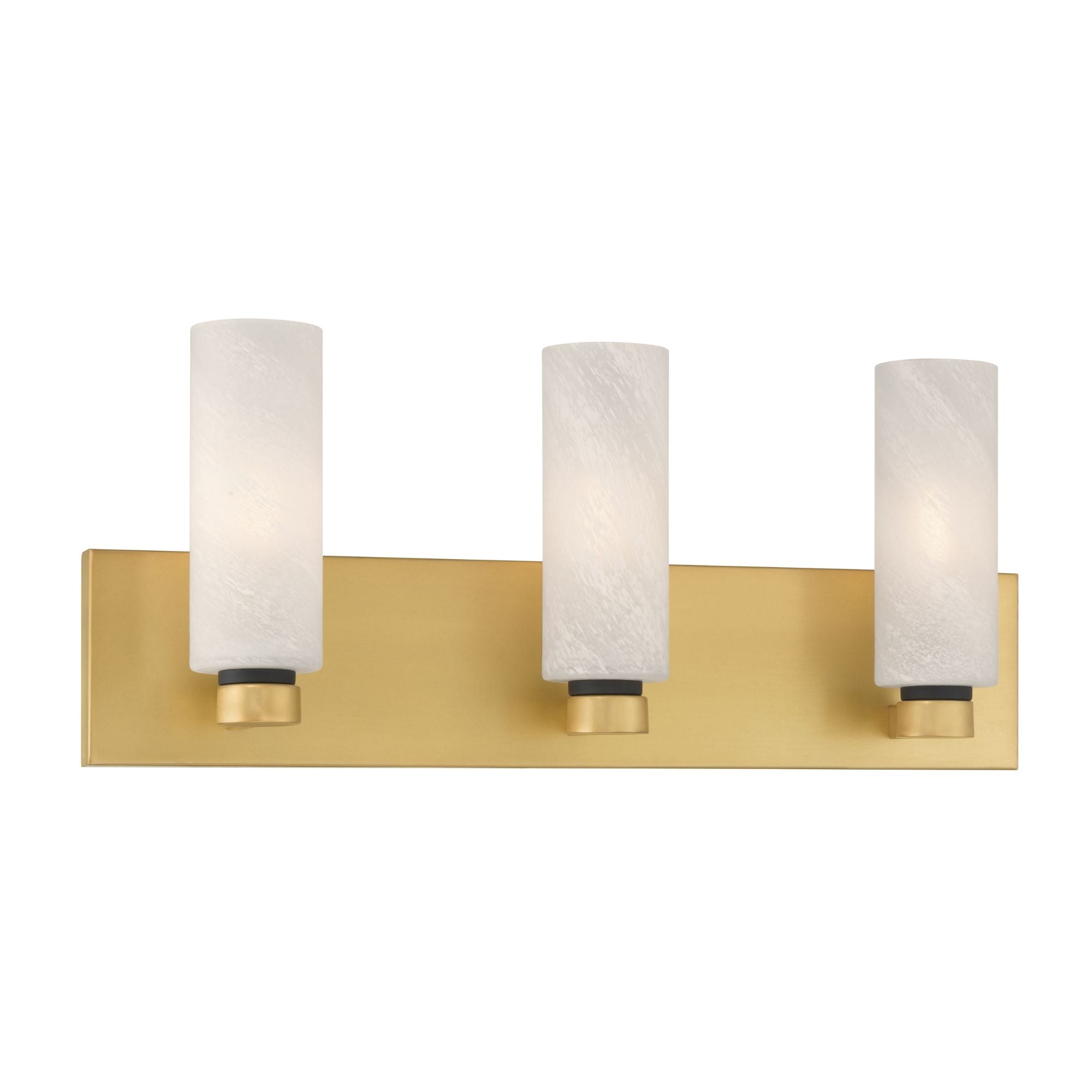Minka-Lavery Wexmere 22 in. 3-Light Vanity, Legacy Brass & Dark Matte Black with Etched Alabaster Glass Cylinders
