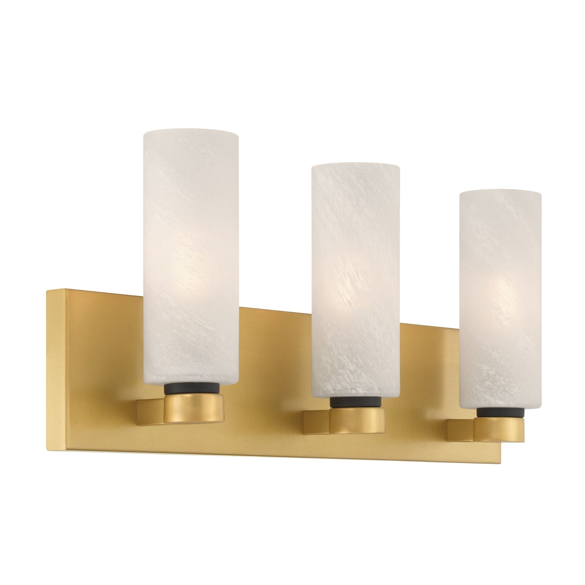 Minka-Lavery Wexmere 22 in. 3-Light Vanity, Legacy Brass & Dark Matte Black with Etched Alabaster Glass Cylinders