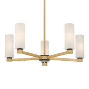 Minka-Lavery Wexmere 26 in. 5-Light Chandelier, Legacy Brass & Dark Matte Black with Etched Alabaster Glass