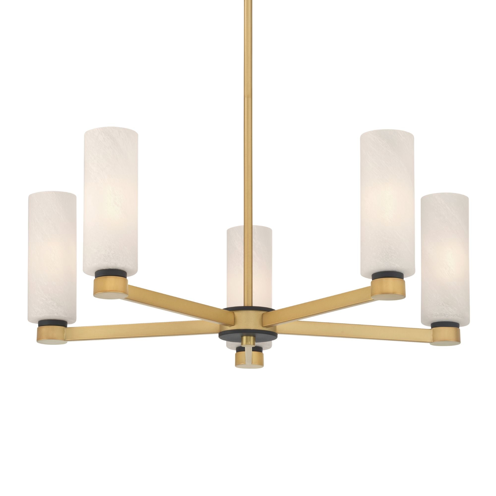 Minka-Lavery Wexmere 26 in. 5-Light Chandelier, Legacy Brass & Dark Matte Black with Etched Alabaster Glass