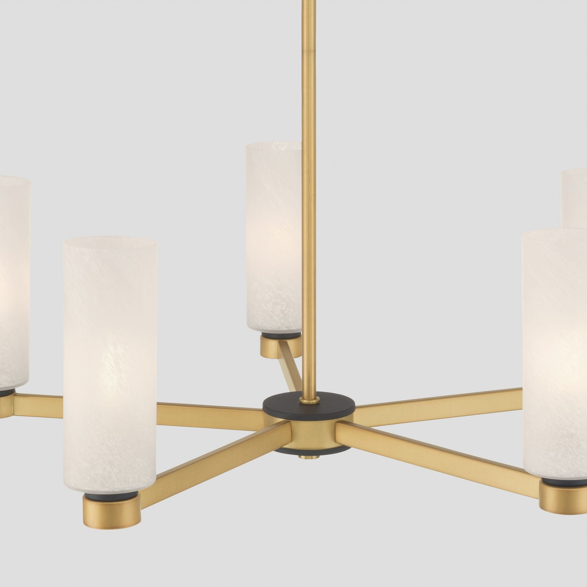 Minka-Lavery Wexmere 26 in. 5-Light Chandelier, Legacy Brass & Dark Matte Black with Etched Alabaster Glass