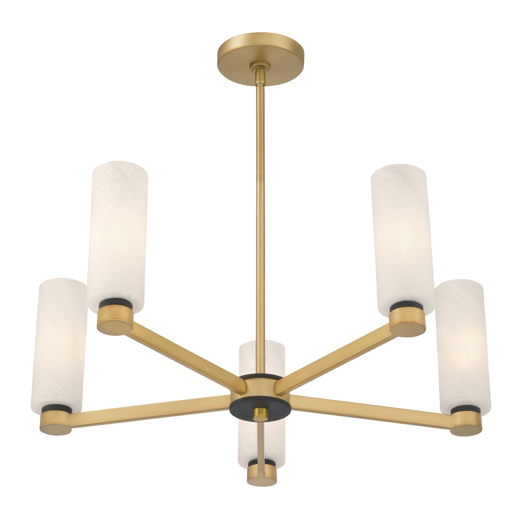 Minka-Lavery Wexmere 26 in. 5-Light Chandelier, Legacy Brass & Dark Matte Black with Etched Alabaster Glass