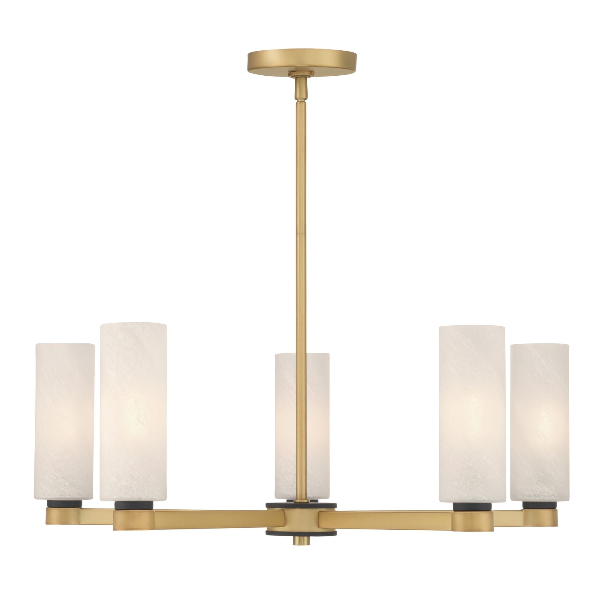 Minka-Lavery Wexmere 26 in. 5-Light Chandelier, Legacy Brass & Dark Matte Black with Etched Alabaster Glass