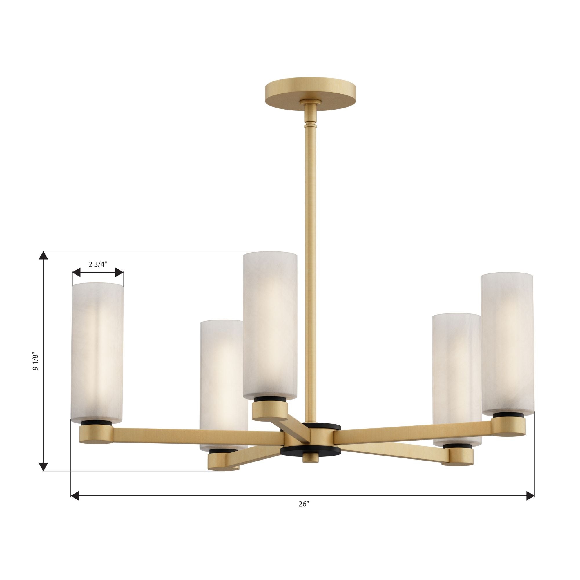 Minka-Lavery Wexmere 26 in. 5-Light Chandelier, Legacy Brass & Dark Matte Black with Etched Alabaster Glass