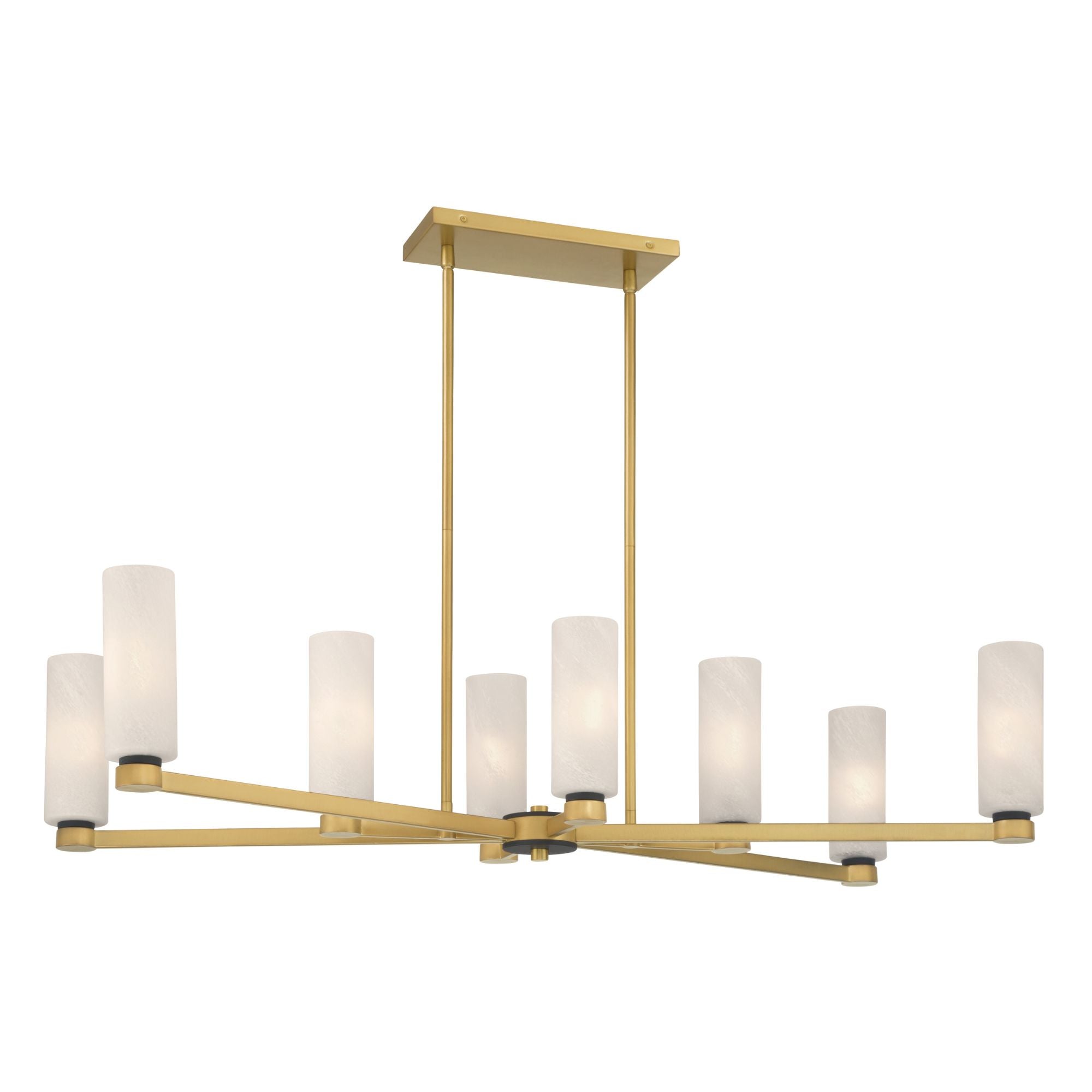 Minka-Lavery Wexmere 40.25 in. 8-Light Linear Chandelier, Legacy Brass & Dark Matte Black with Etched Alabaster Glass