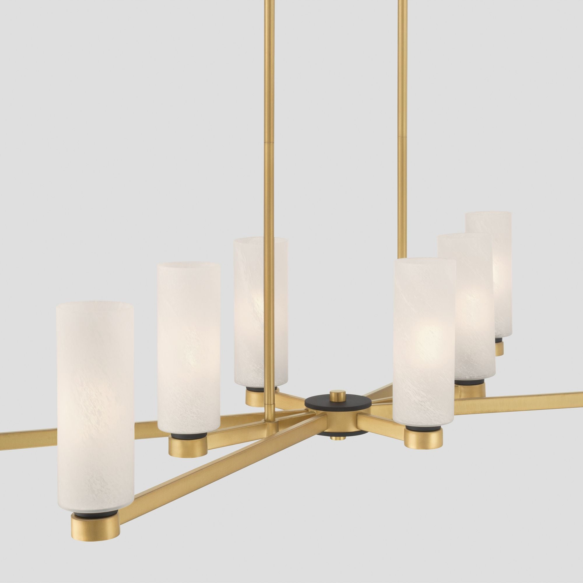 Minka-Lavery Wexmere 40.25 in. 8-Light Linear Chandelier, Legacy Brass & Dark Matte Black with Etched Alabaster Glass
