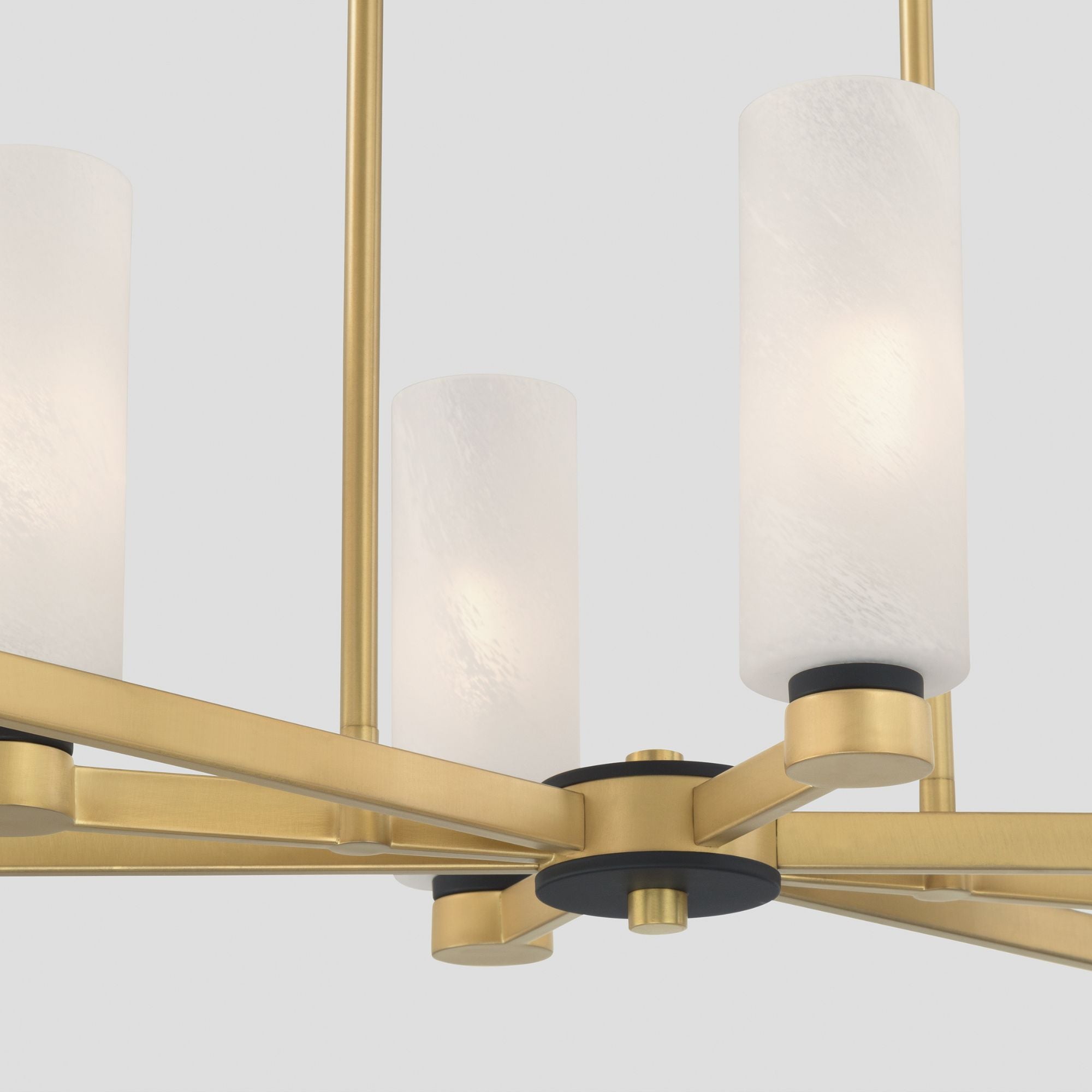 Minka-Lavery Wexmere 40.25 in. 8-Light Linear Chandelier, Legacy Brass & Dark Matte Black with Etched Alabaster Glass