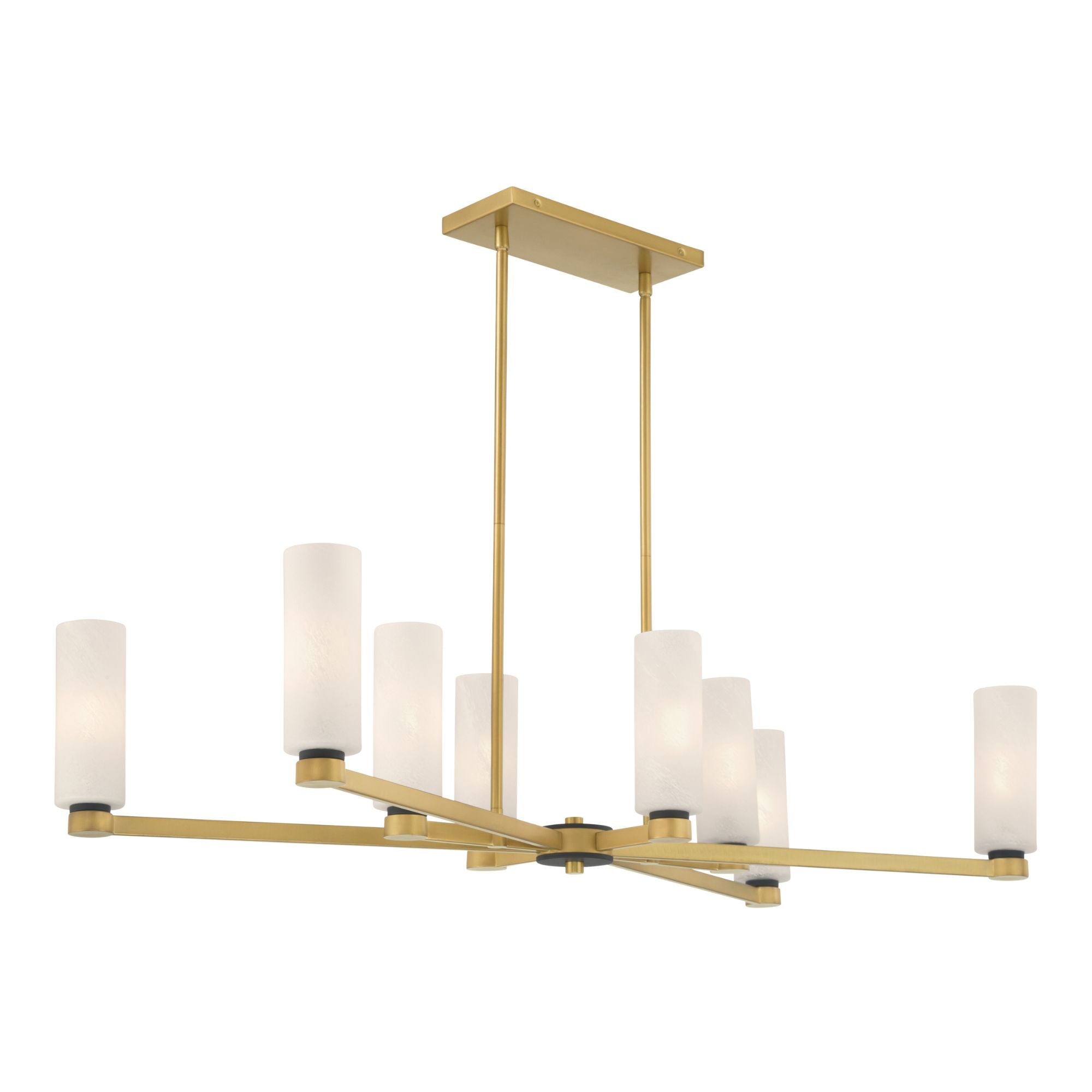 Minka-Lavery Wexmere 40.25 in. 8-Light Linear Chandelier, Legacy Brass & Dark Matte Black with Etched Alabaster Glass