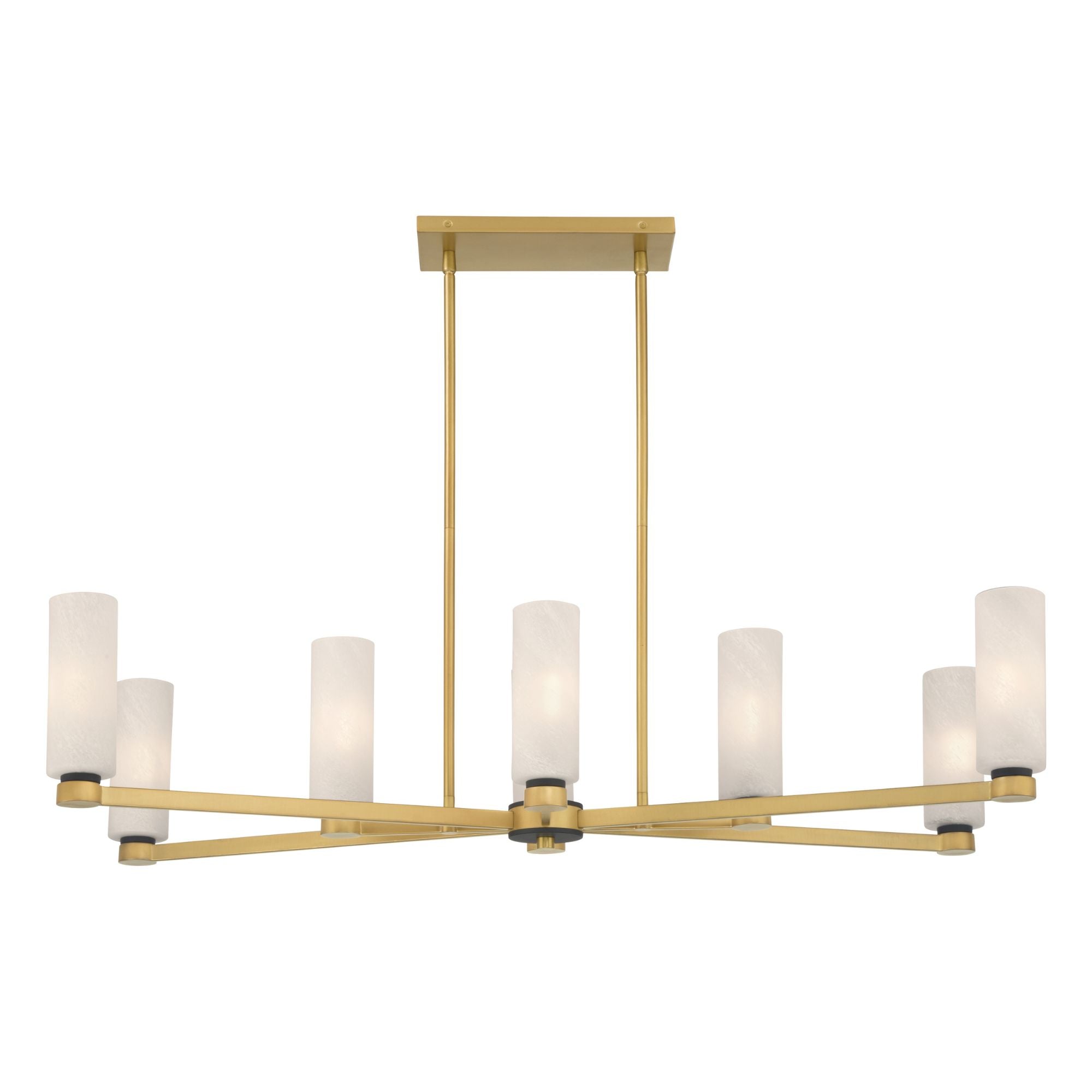 Minka-Lavery Wexmere 40.25 in. 8-Light Linear Chandelier, Legacy Brass & Dark Matte Black with Etched Alabaster Glass