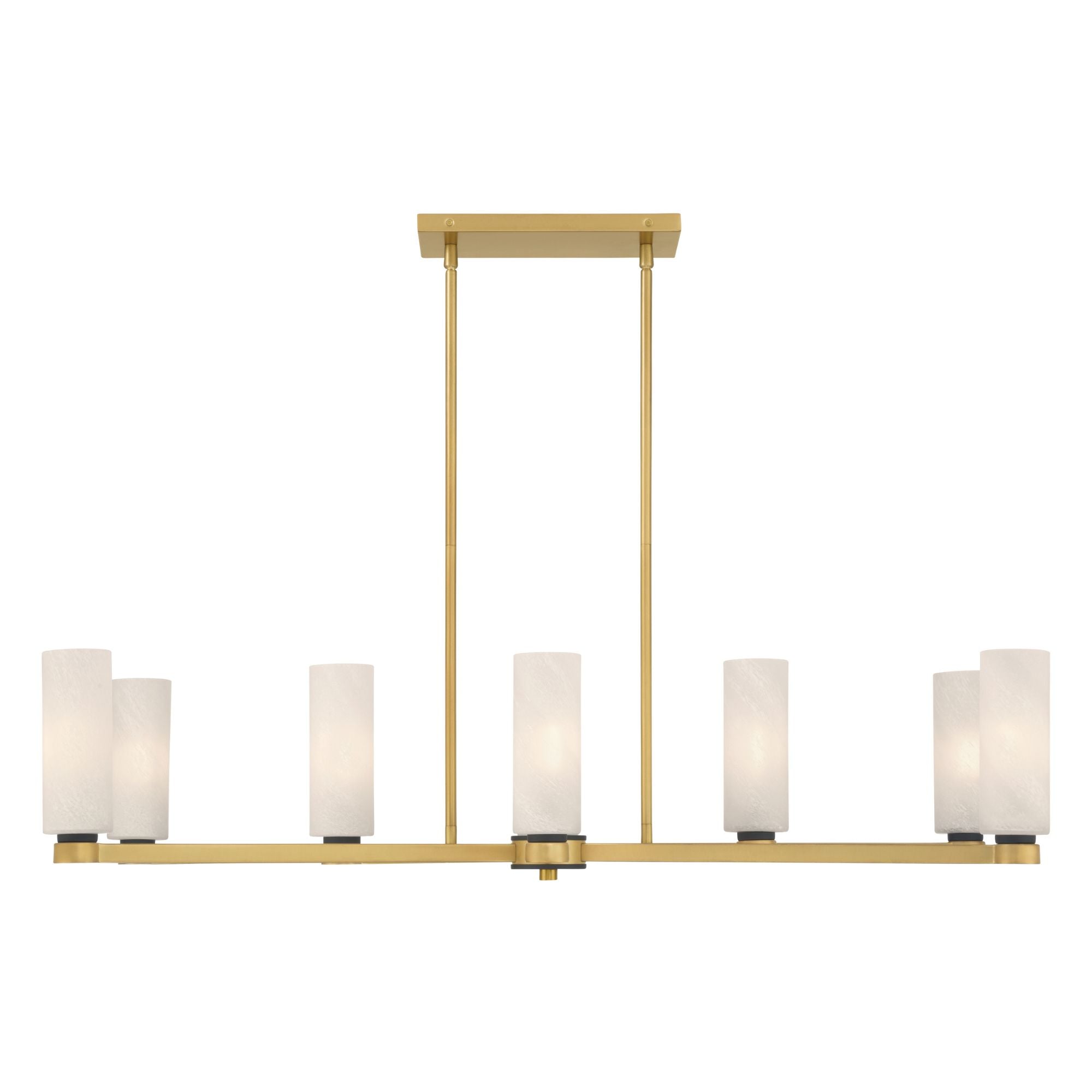 Minka-Lavery Wexmere 40.25 in. 8-Light Linear Chandelier, Legacy Brass & Dark Matte Black with Etched Alabaster Glass