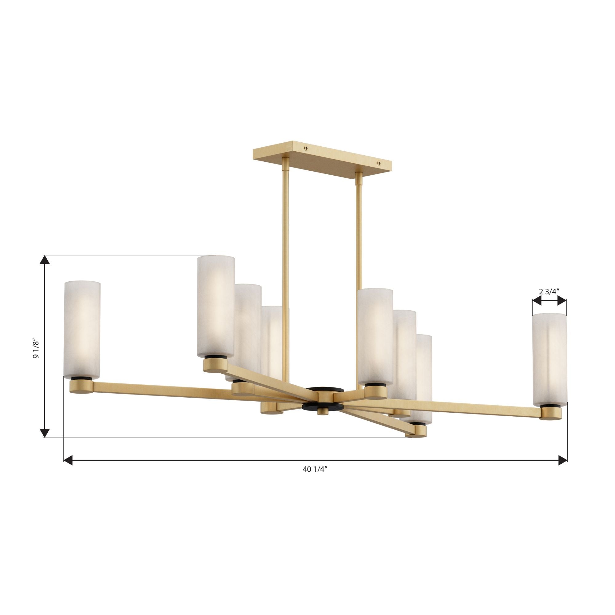 Minka-Lavery Wexmere 40.25 in. 8-Light Linear Chandelier, Legacy Brass & Dark Matte Black with Etched Alabaster Glass