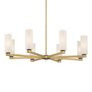Minka-Lavery Wexmere 35 in. 8-Light Chandelier, Legacy Brass & Dark Matte Black with Etched Alabaster Glass