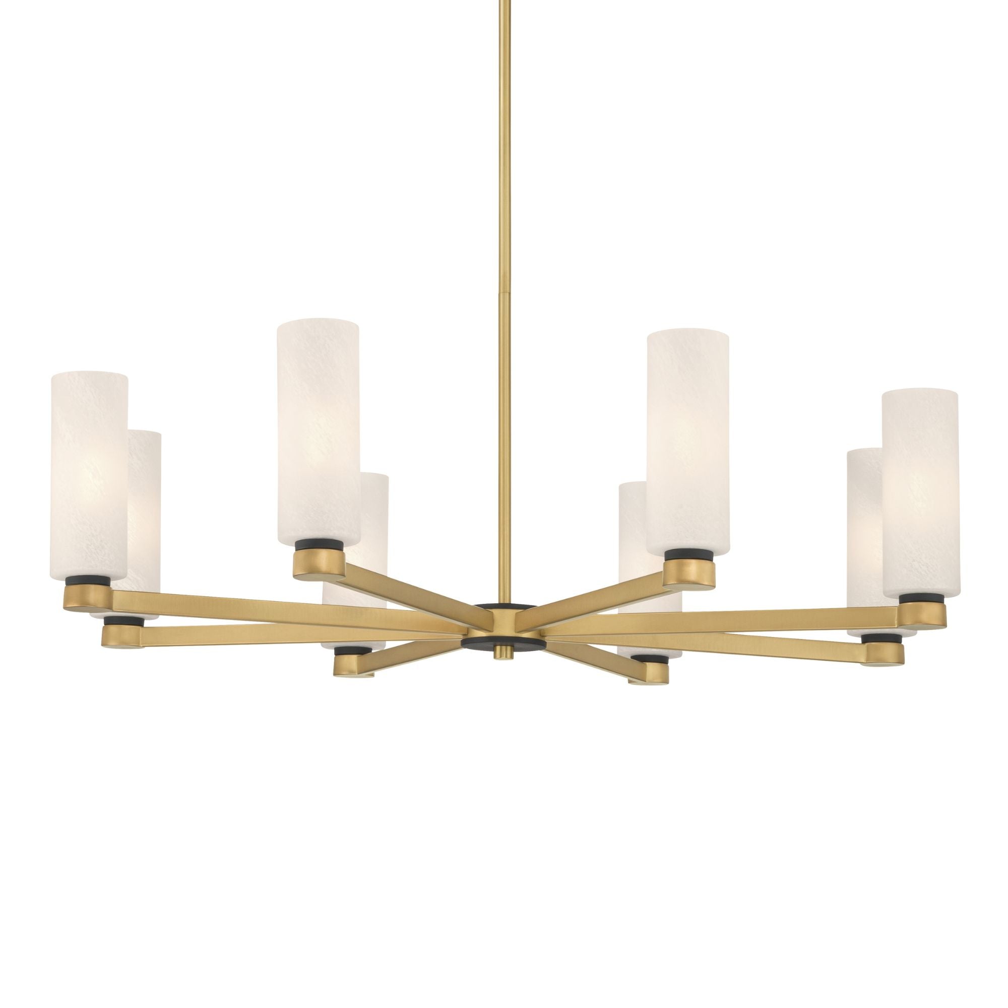 Minka-Lavery Wexmere 35 in. 8-Light Chandelier, Legacy Brass & Dark Matte Black with Etched Alabaster Glass