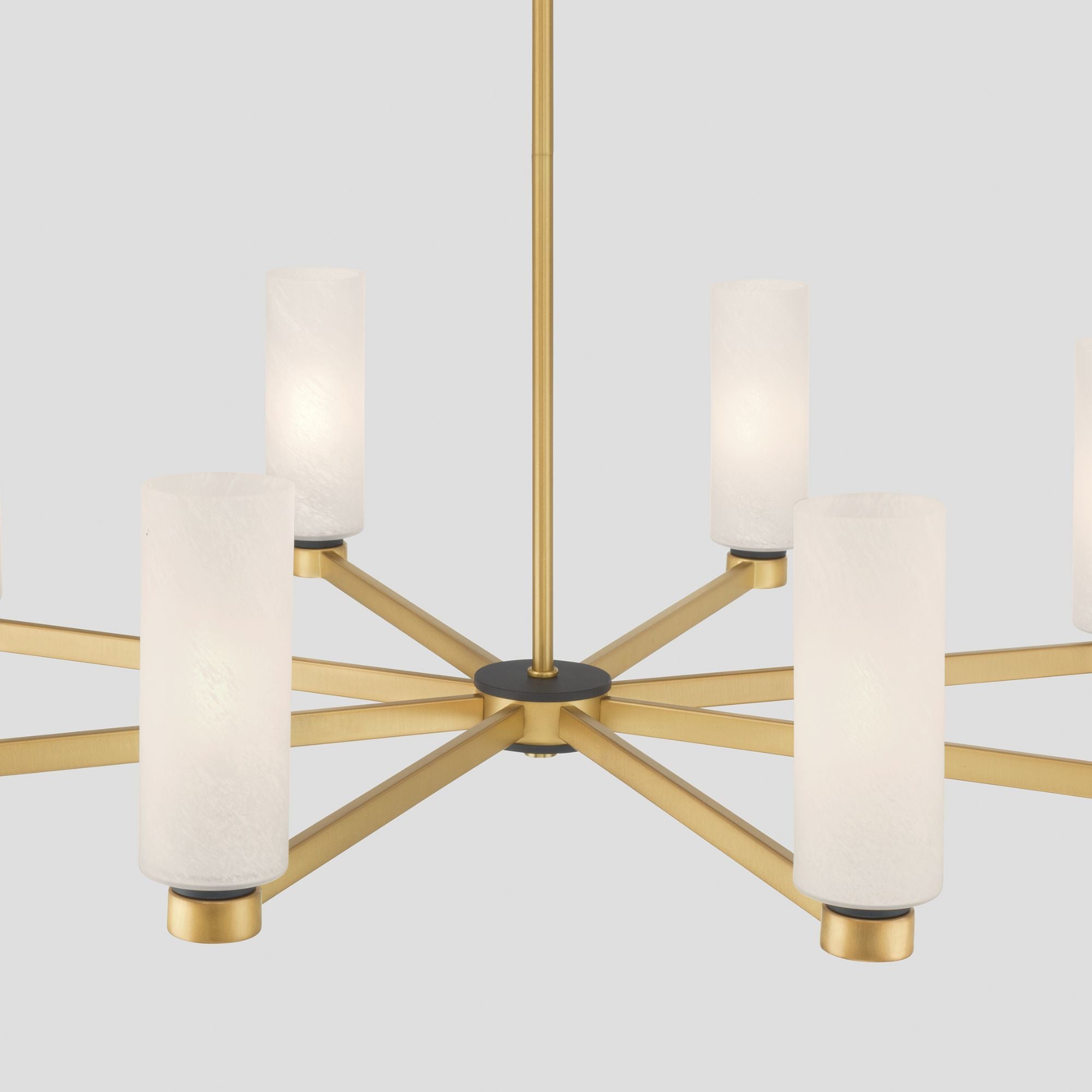 Minka-Lavery Wexmere 35 in. 8-Light Chandelier, Legacy Brass & Dark Matte Black with Etched Alabaster Glass