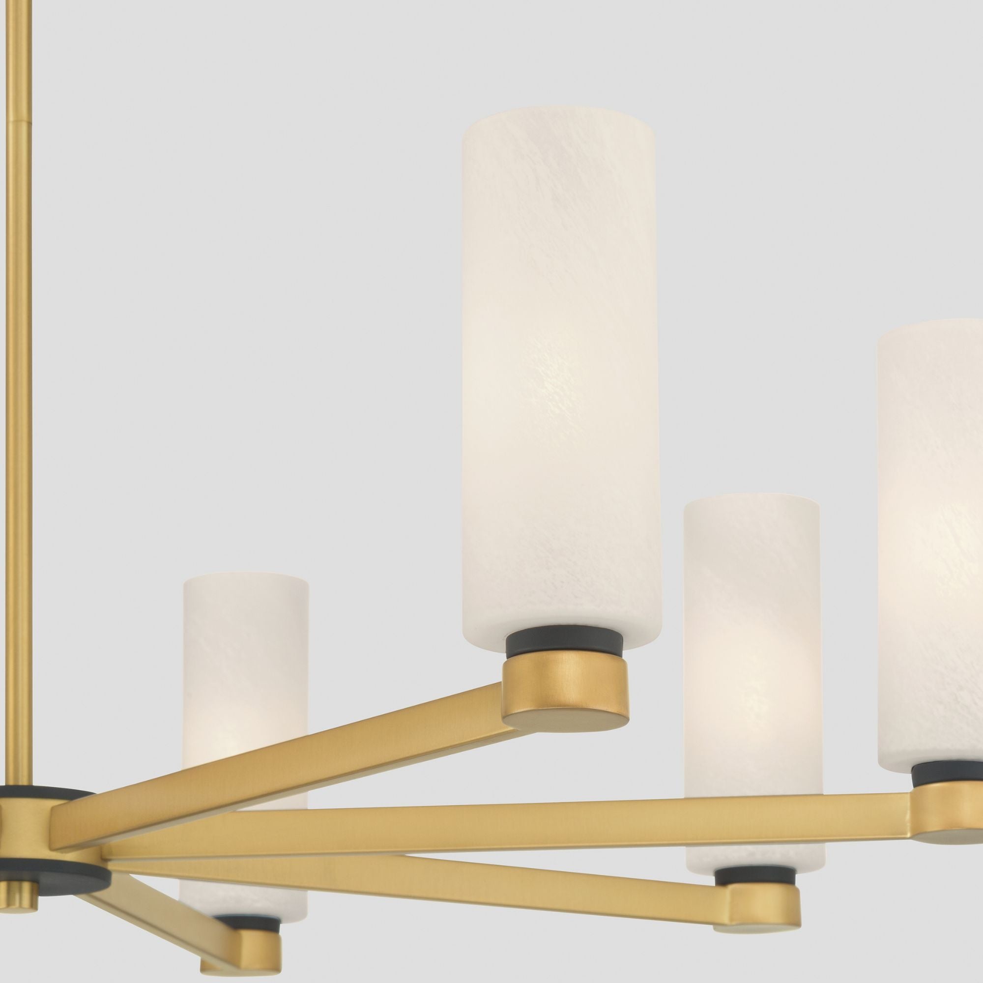Minka-Lavery Wexmere 35 in. 8-Light Chandelier, Legacy Brass & Dark Matte Black with Etched Alabaster Glass