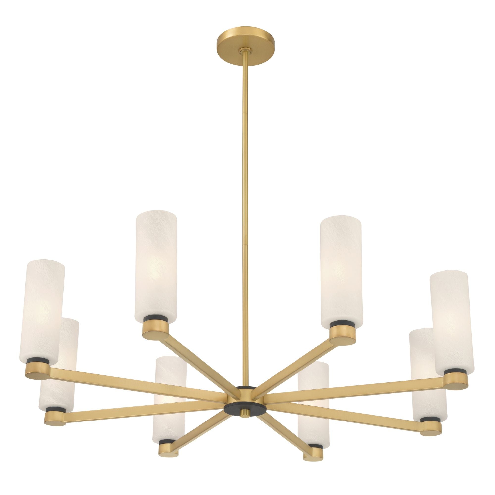 Minka-Lavery Wexmere 35 in. 8-Light Chandelier, Legacy Brass & Dark Matte Black with Etched Alabaster Glass
