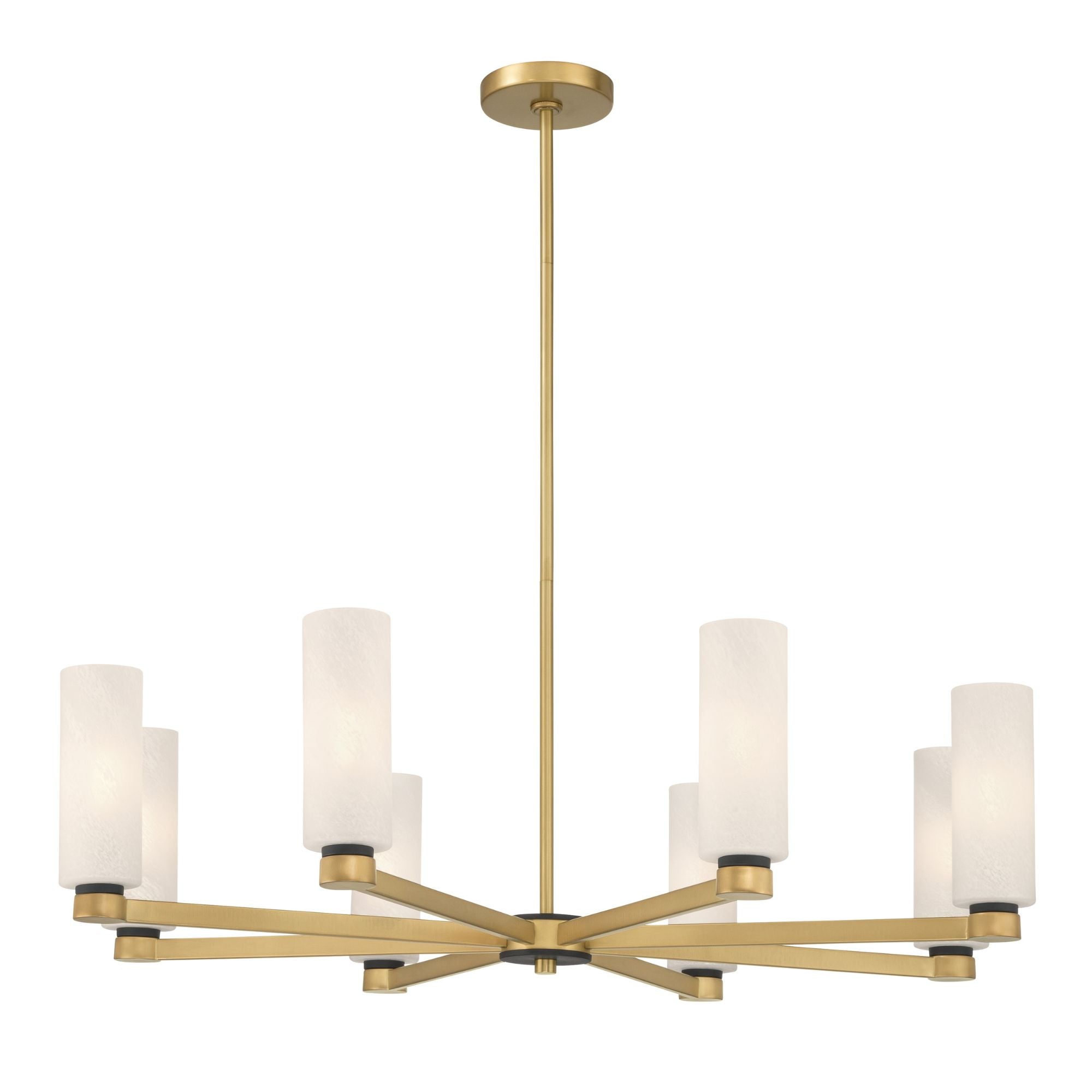 Minka-Lavery Wexmere 35 in. 8-Light Chandelier, Legacy Brass & Dark Matte Black with Etched Alabaster Glass