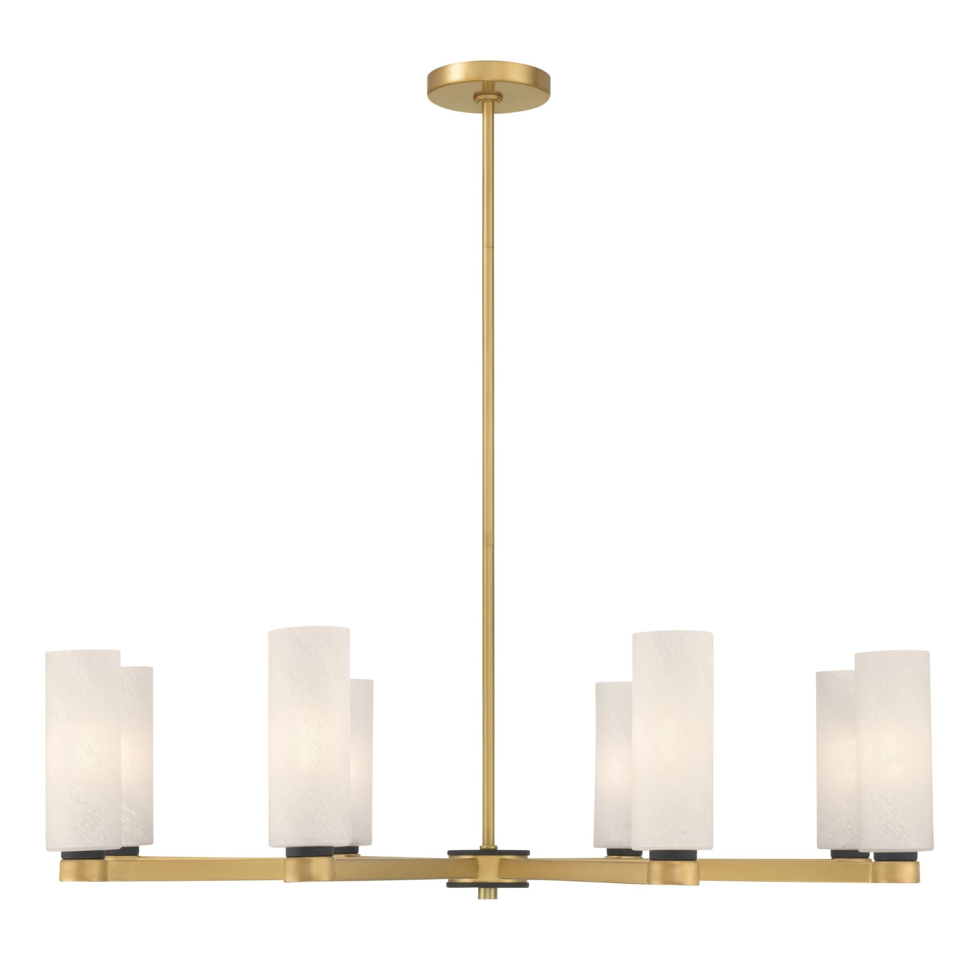 Minka-Lavery Wexmere 35 in. 8-Light Chandelier, Legacy Brass & Dark Matte Black with Etched Alabaster Glass