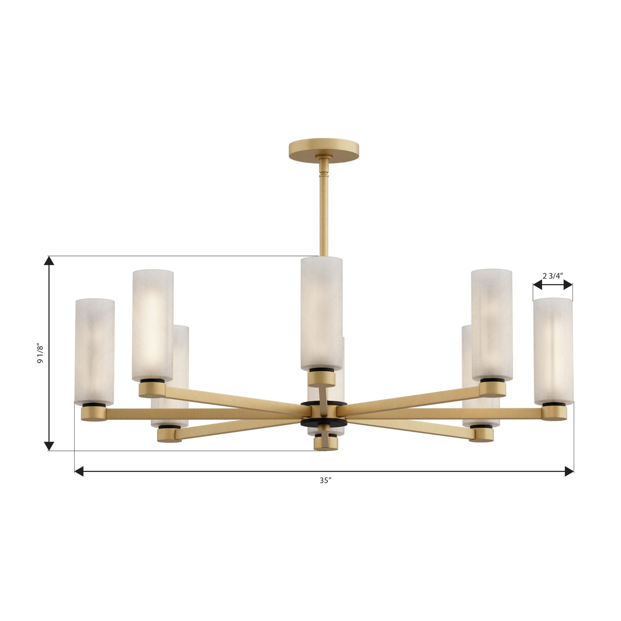 Minka-Lavery Wexmere 35 in. 8-Light Chandelier, Legacy Brass & Dark Matte Black with Etched Alabaster Glass