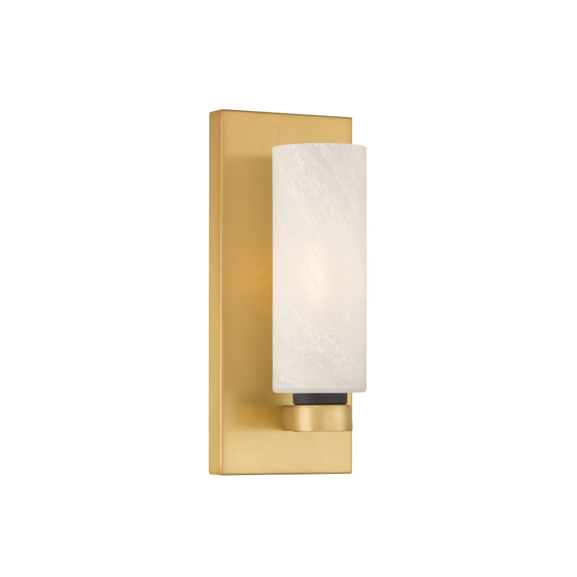 Minka-Lavery Wexmere 11 in. Wall Sconce, Legacy Brass & Dark Matte Black with Etched Alabaster Glass Cylinder