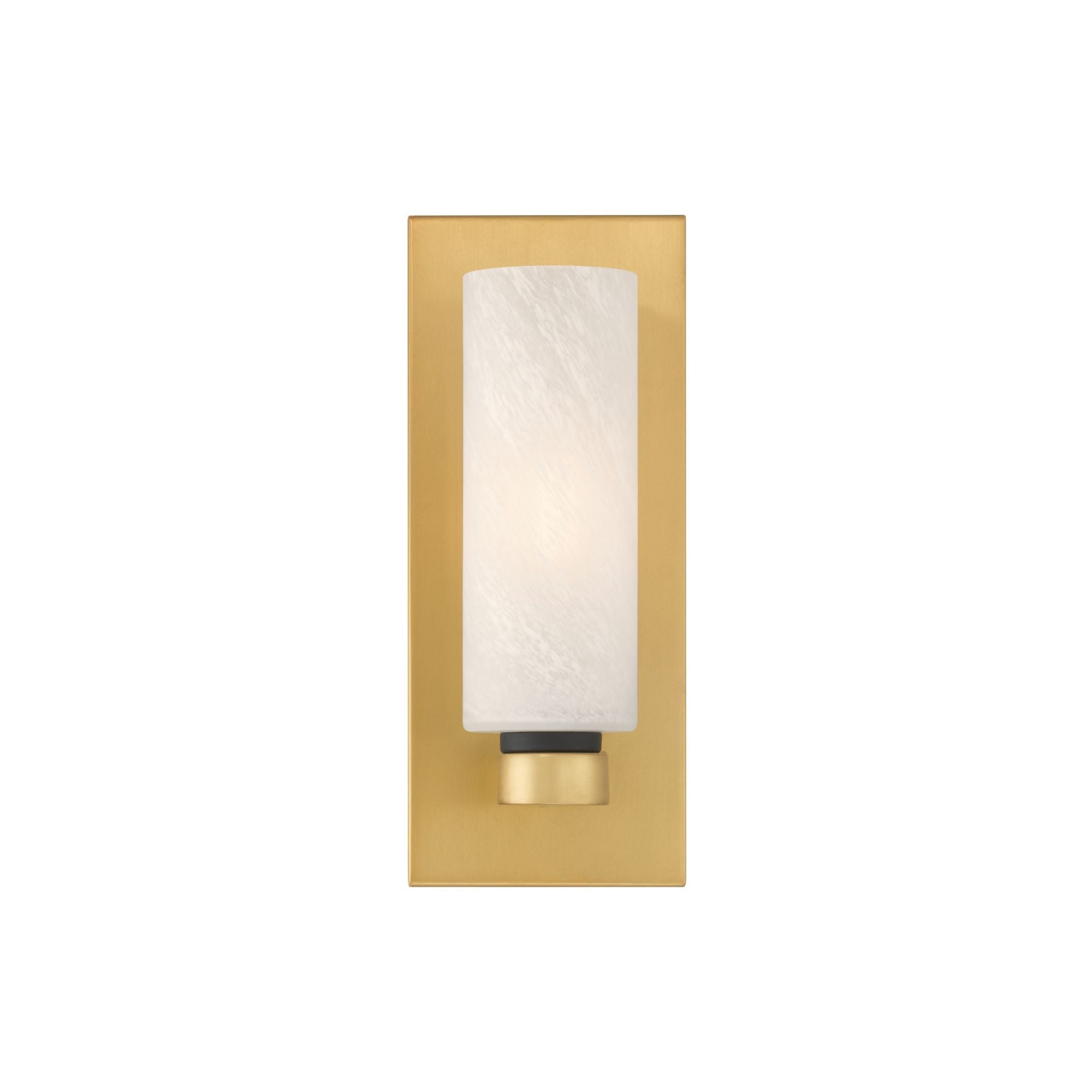 Minka-Lavery Wexmere 11 in. Wall Sconce, Legacy Brass & Dark Matte Black with Etched Alabaster Glass Cylinder