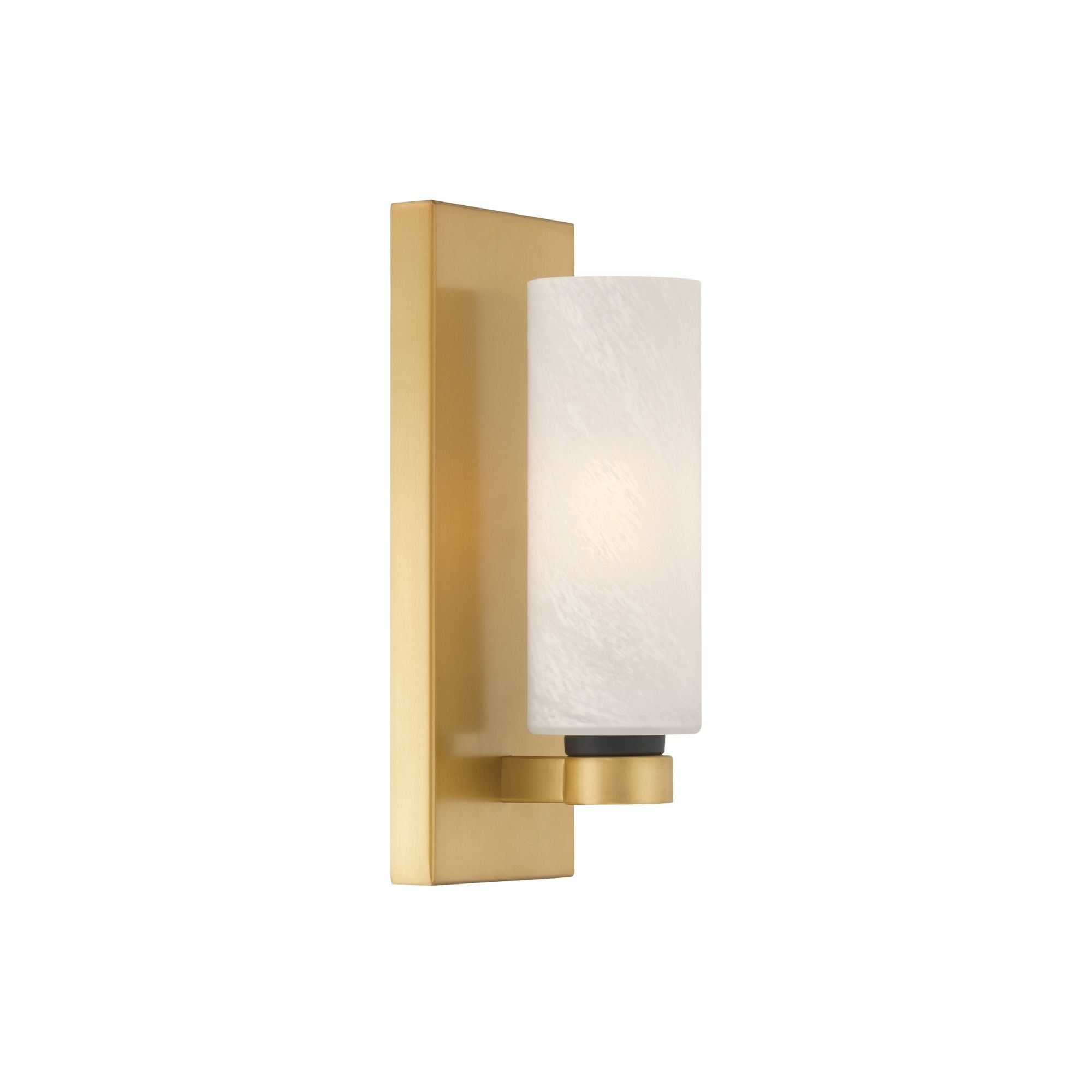 Minka-Lavery Wexmere 11 in. Wall Sconce, Legacy Brass & Dark Matte Black with Etched Alabaster Glass Cylinder