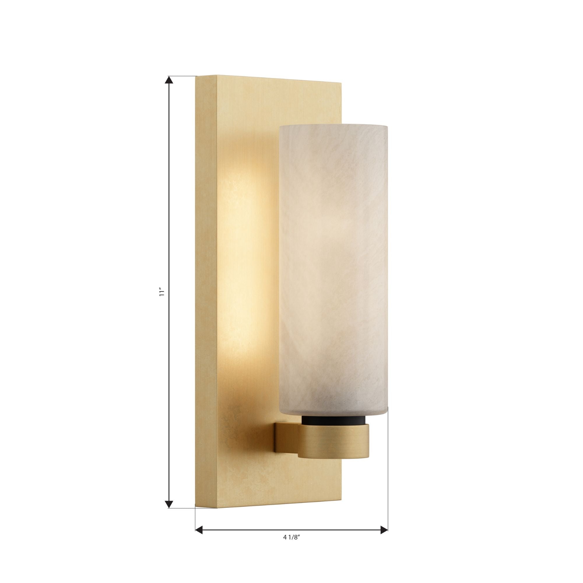 Minka-Lavery Wexmere 11 in. Wall Sconce, Legacy Brass & Dark Matte Black with Etched Alabaster Glass Cylinder