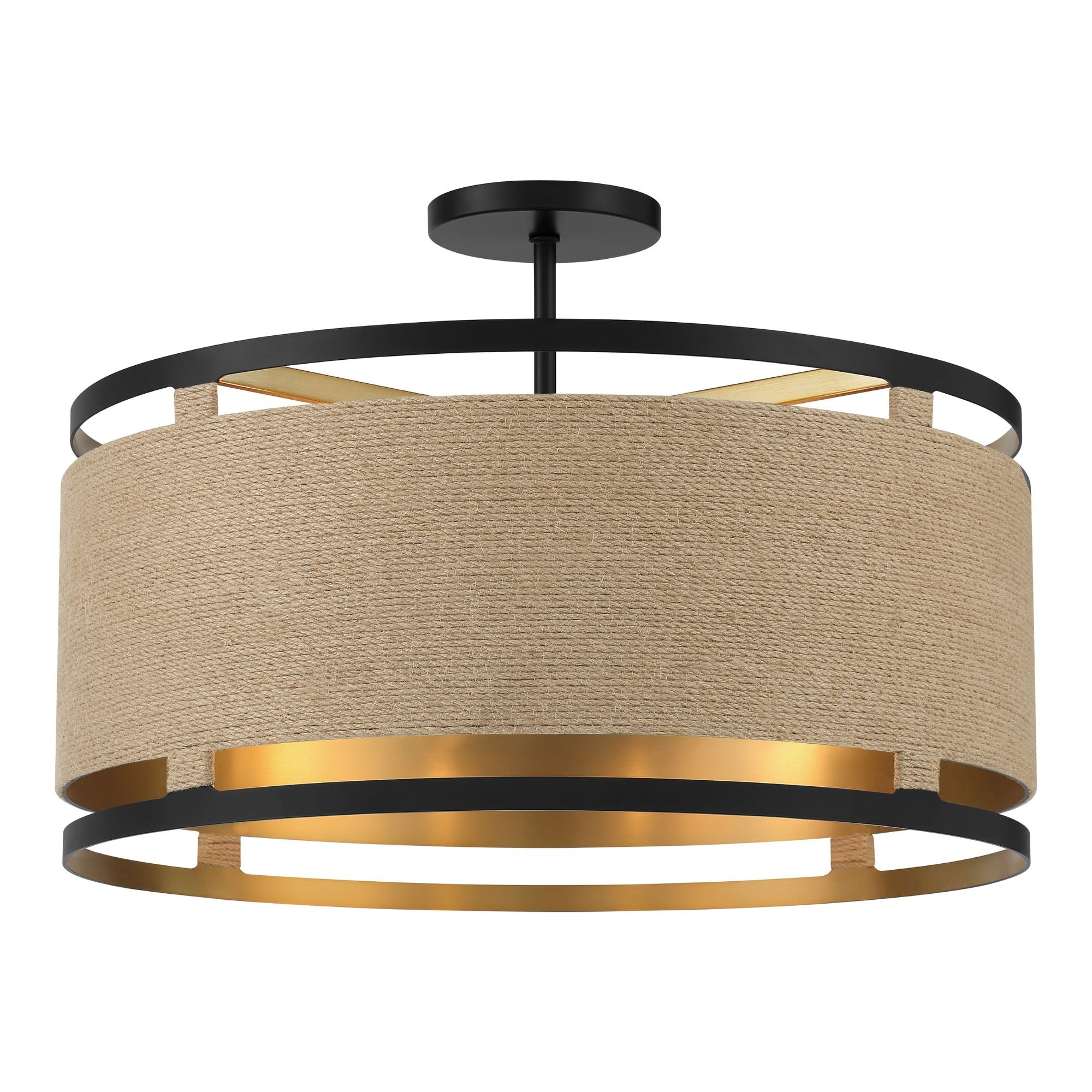 Windward Passage 21" 4-Light Semi-Flush Mount, Coal & Soft Brass Finish