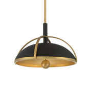 Minka-Lavery Yorkshire 14 in. 2-Light Pendant, Dark Matte Black & Legacy Brass, Metal Shade