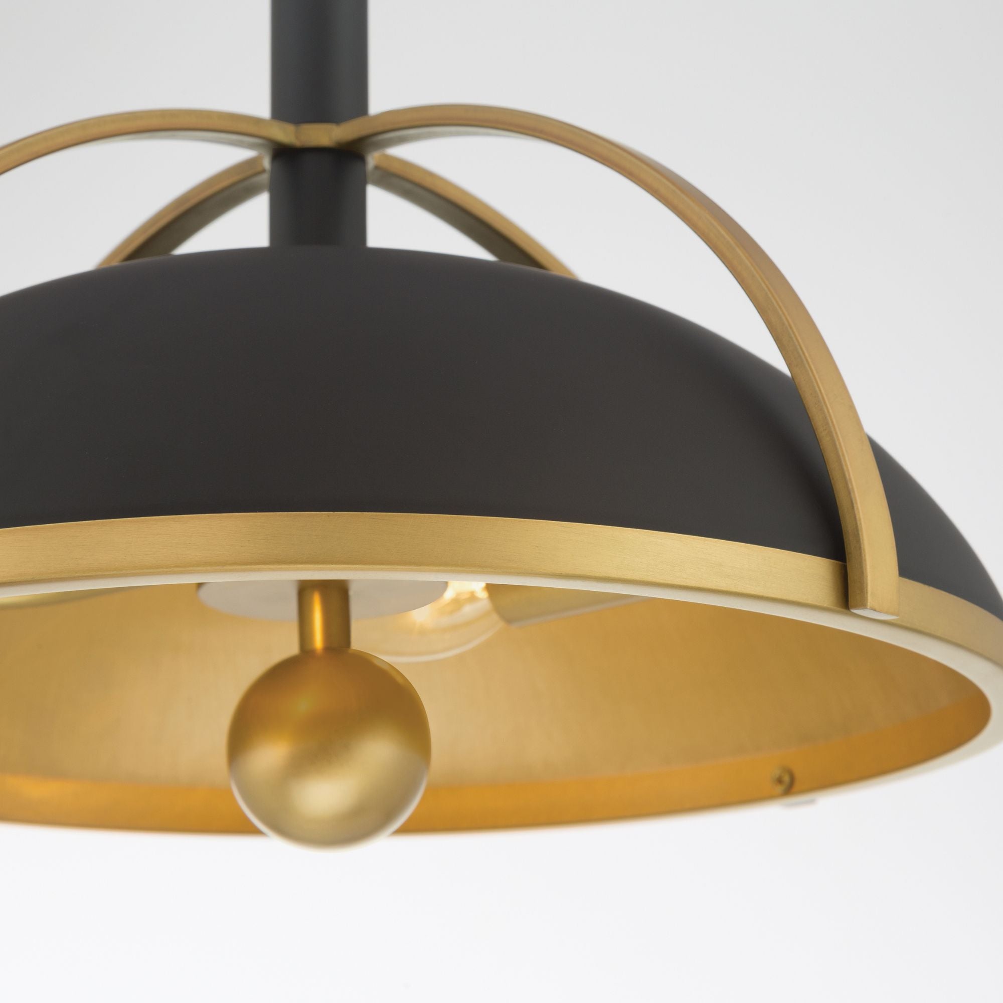Minka-Lavery Yorkshire 14 in. 2-Light Pendant, Dark Matte Black & Legacy Brass, Metal Shade
