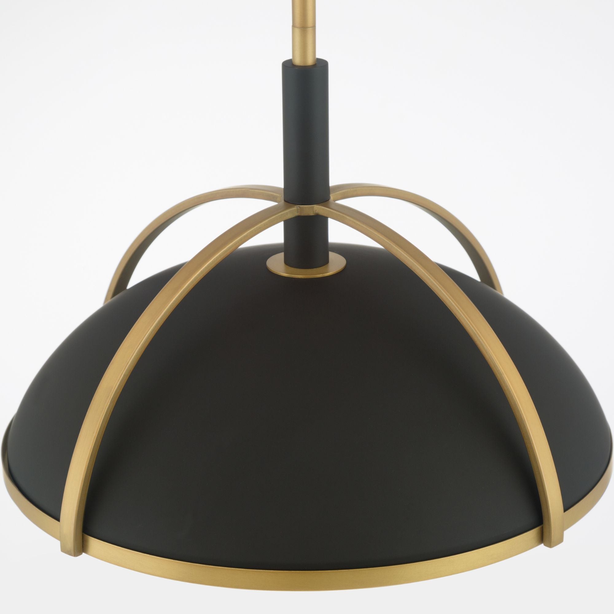 Minka-Lavery Yorkshire 14 in. 2-Light Pendant, Dark Matte Black & Legacy Brass, Metal Shade