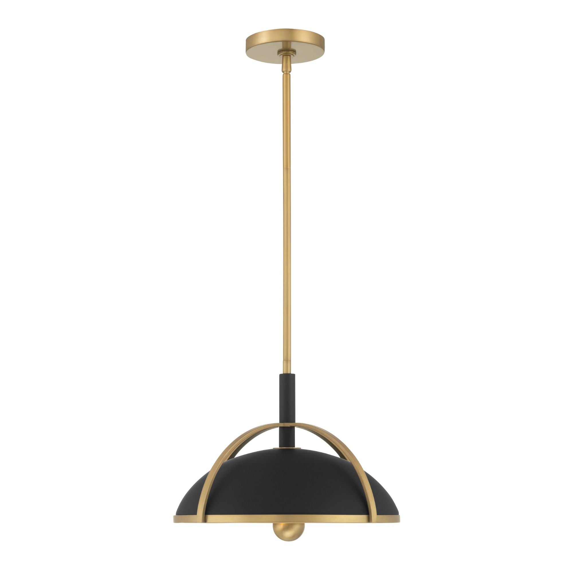 Minka-Lavery Yorkshire 14 in. 2-Light Pendant, Dark Matte Black & Legacy Brass, Metal Shade