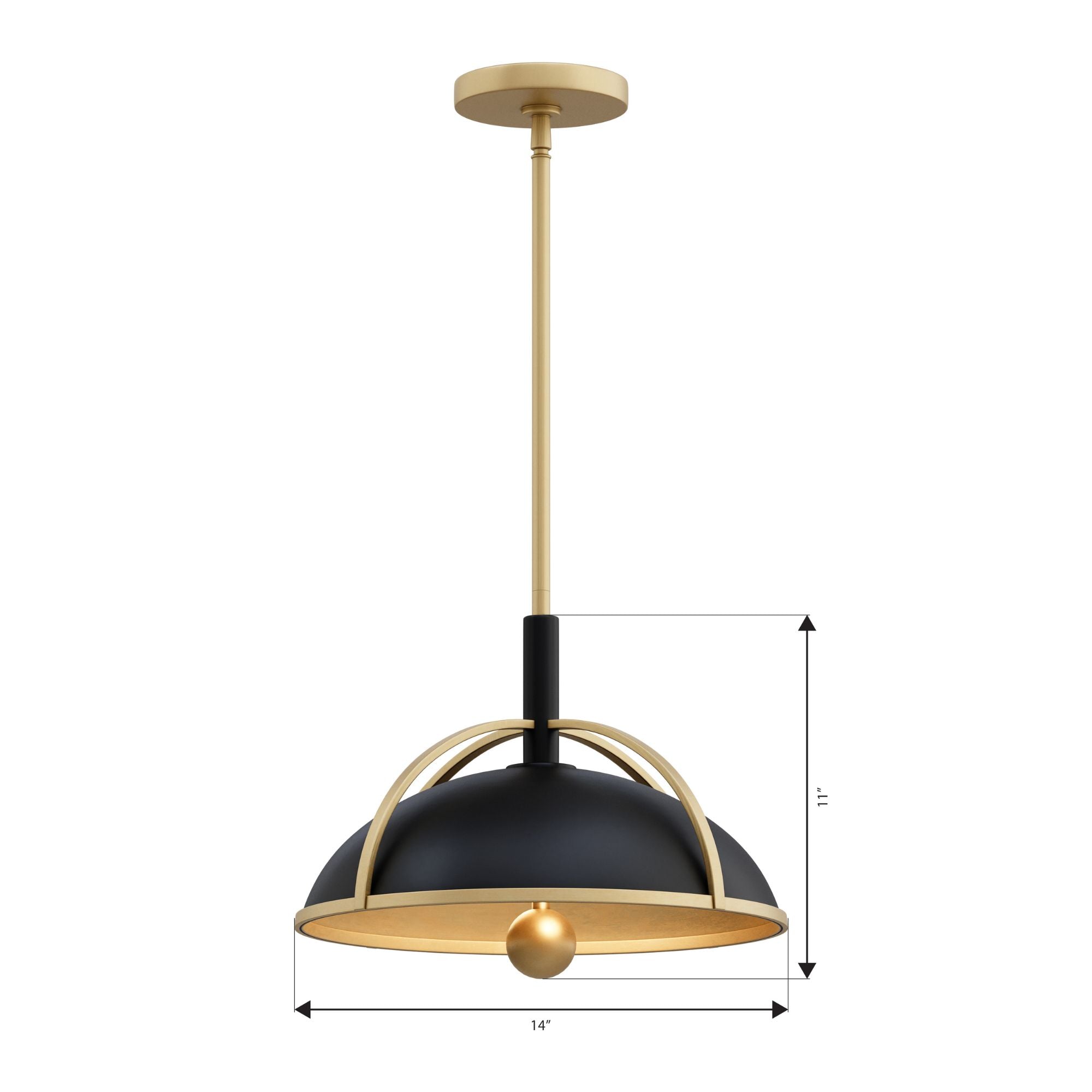 Minka-Lavery Yorkshire 14 in. 2-Light Pendant, Dark Matte Black & Legacy Brass, Metal Shade