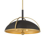 Minka-Lavery Yorkshire 20.75 in. 4-Light Pendant, Dark Matte Black & Legacy Brass, Metal Shade