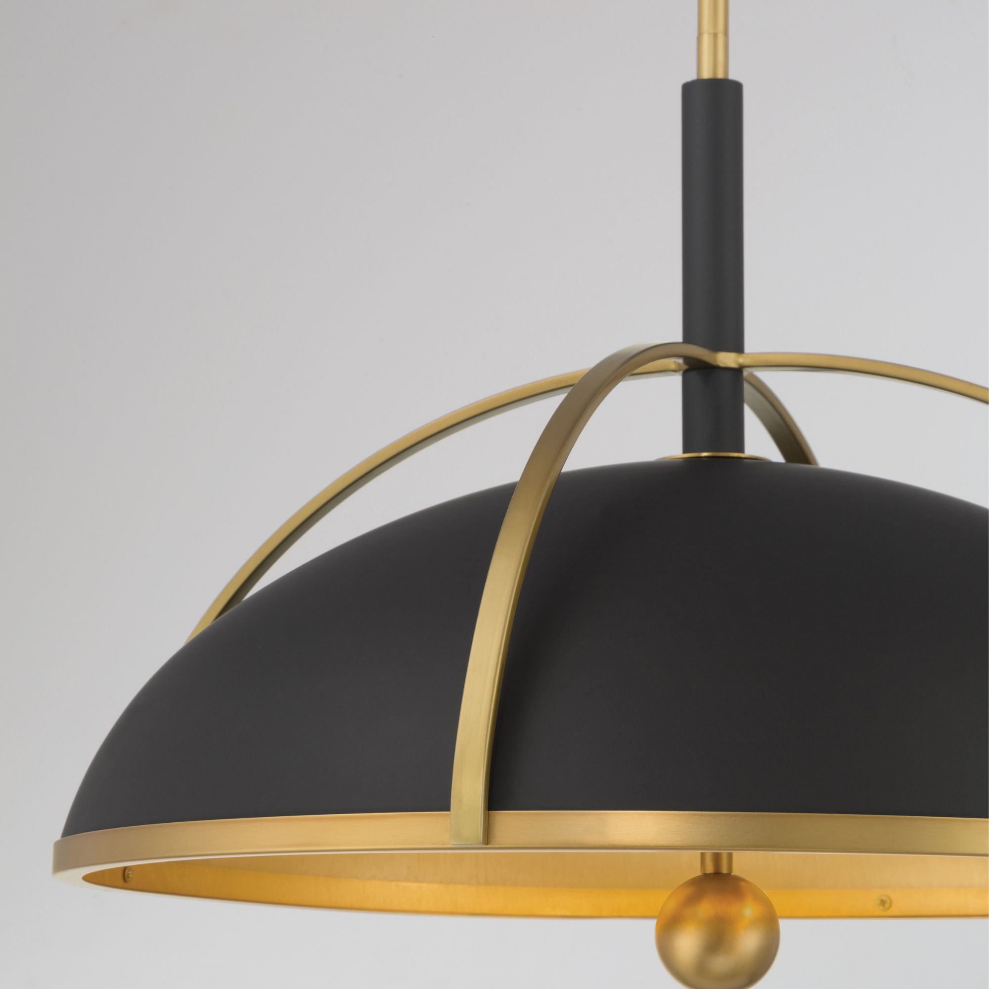 Minka-Lavery Yorkshire 20.75 in. 4-Light Pendant, Dark Matte Black & Legacy Brass, Metal Shade
