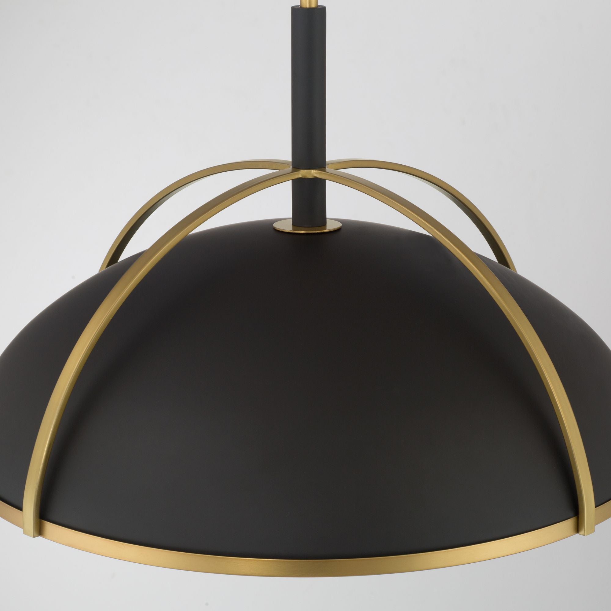 Minka-Lavery Yorkshire 20.75 in. 4-Light Pendant, Dark Matte Black & Legacy Brass, Metal Shade