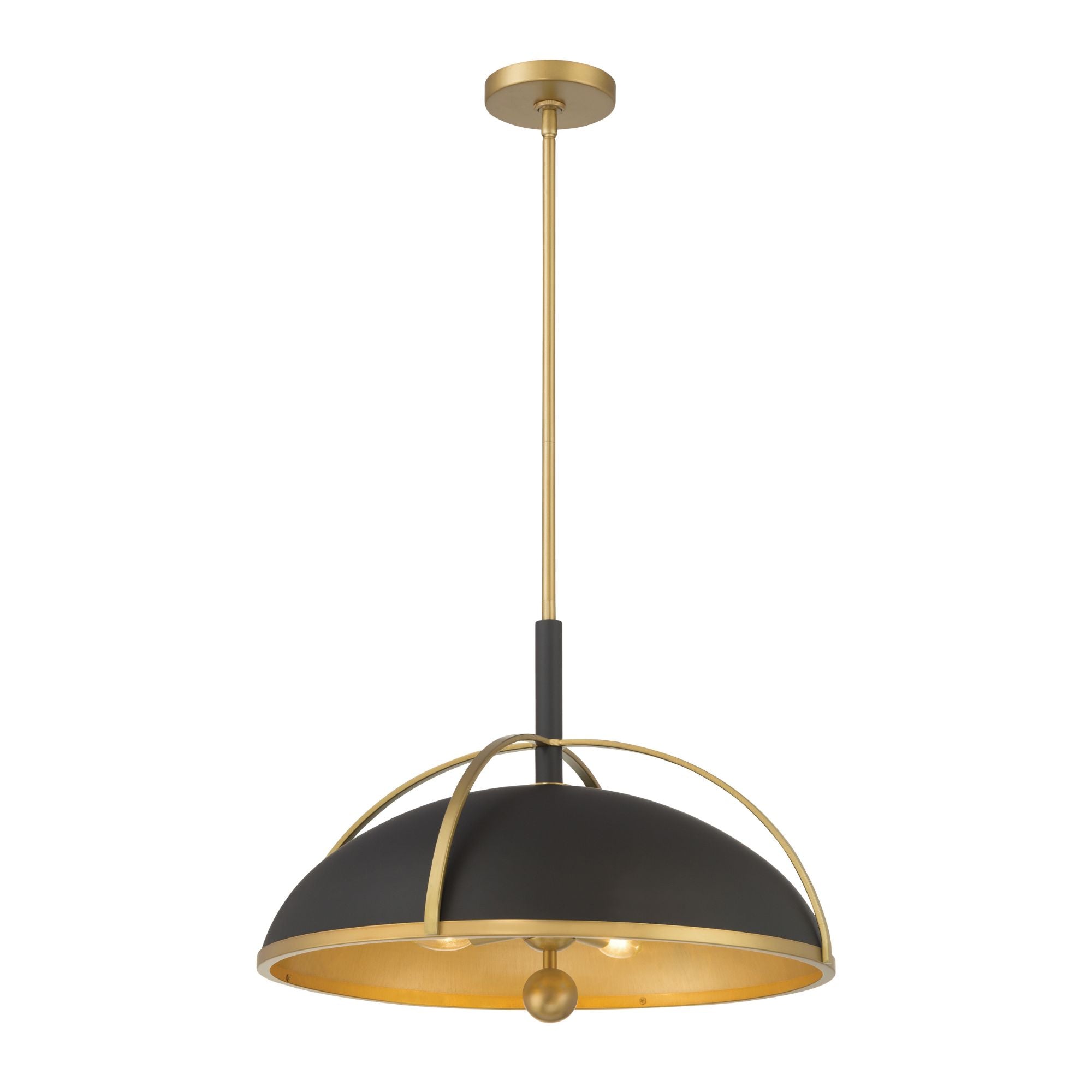 Minka-Lavery Yorkshire 20.75 in. 4-Light Pendant, Dark Matte Black & Legacy Brass, Metal Shade