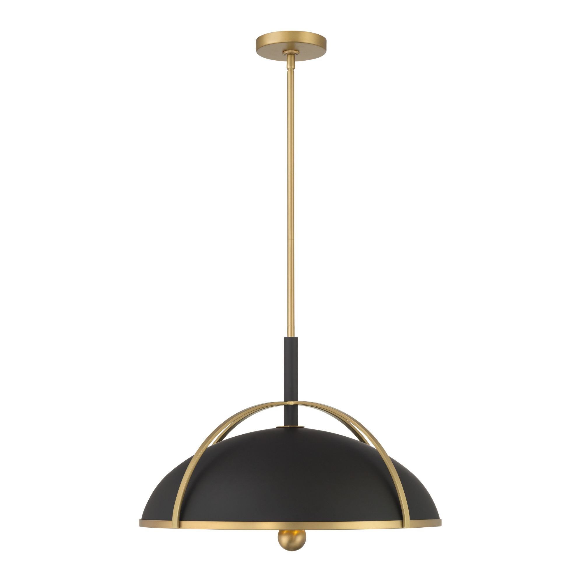 Minka-Lavery Yorkshire 20.75 in. 4-Light Pendant, Dark Matte Black & Legacy Brass, Metal Shade