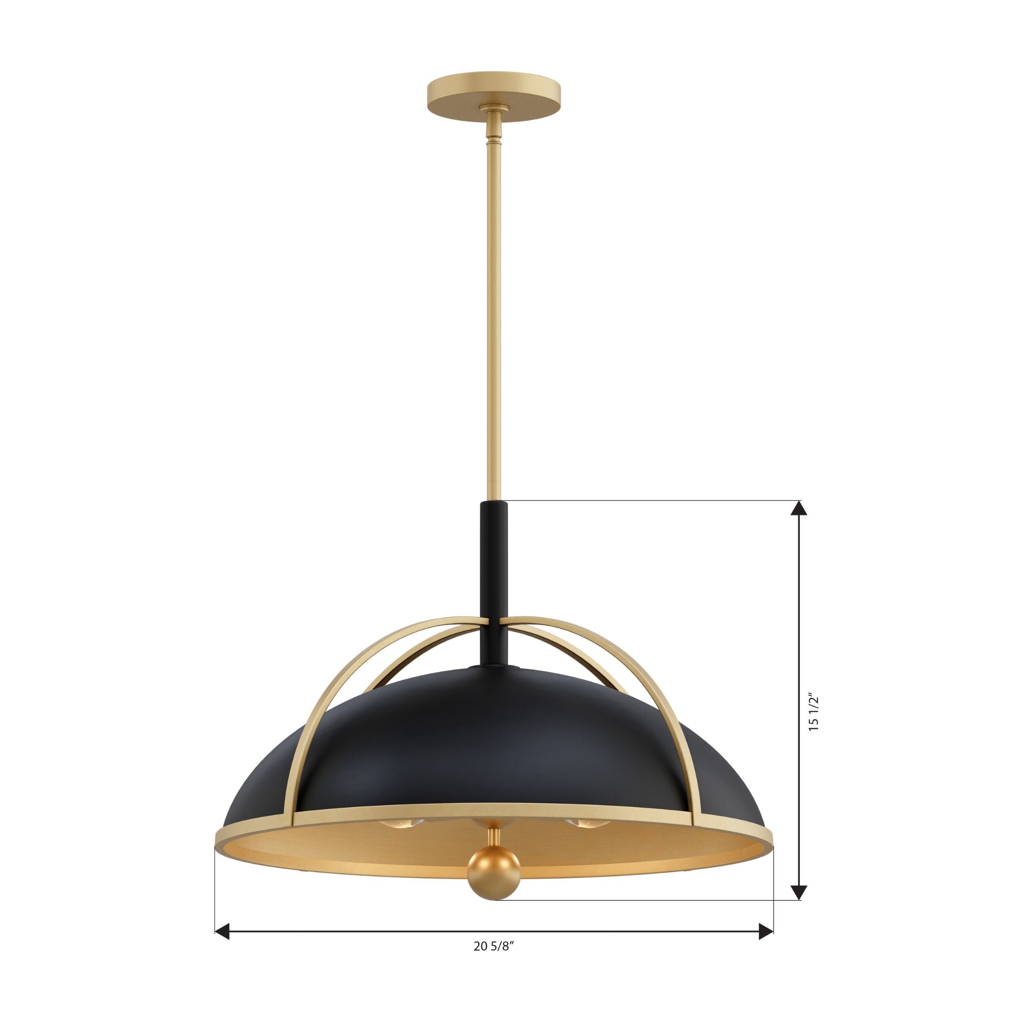 Minka-Lavery Yorkshire 20.75 in. 4-Light Pendant, Dark Matte Black & Legacy Brass, Metal Shade