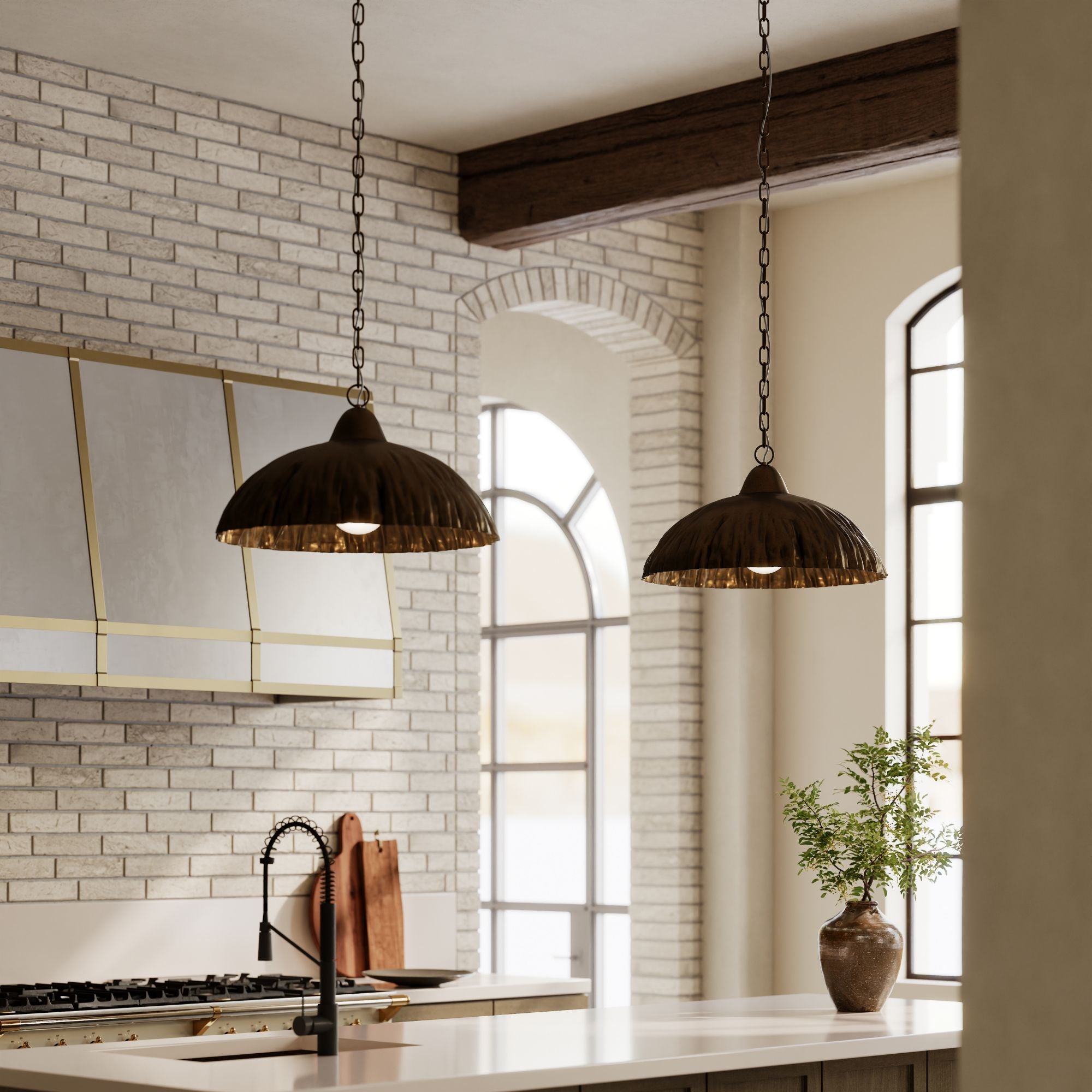 Minka-Lavery Zinnia Pendant Light, Antique Brass with Metal Shade