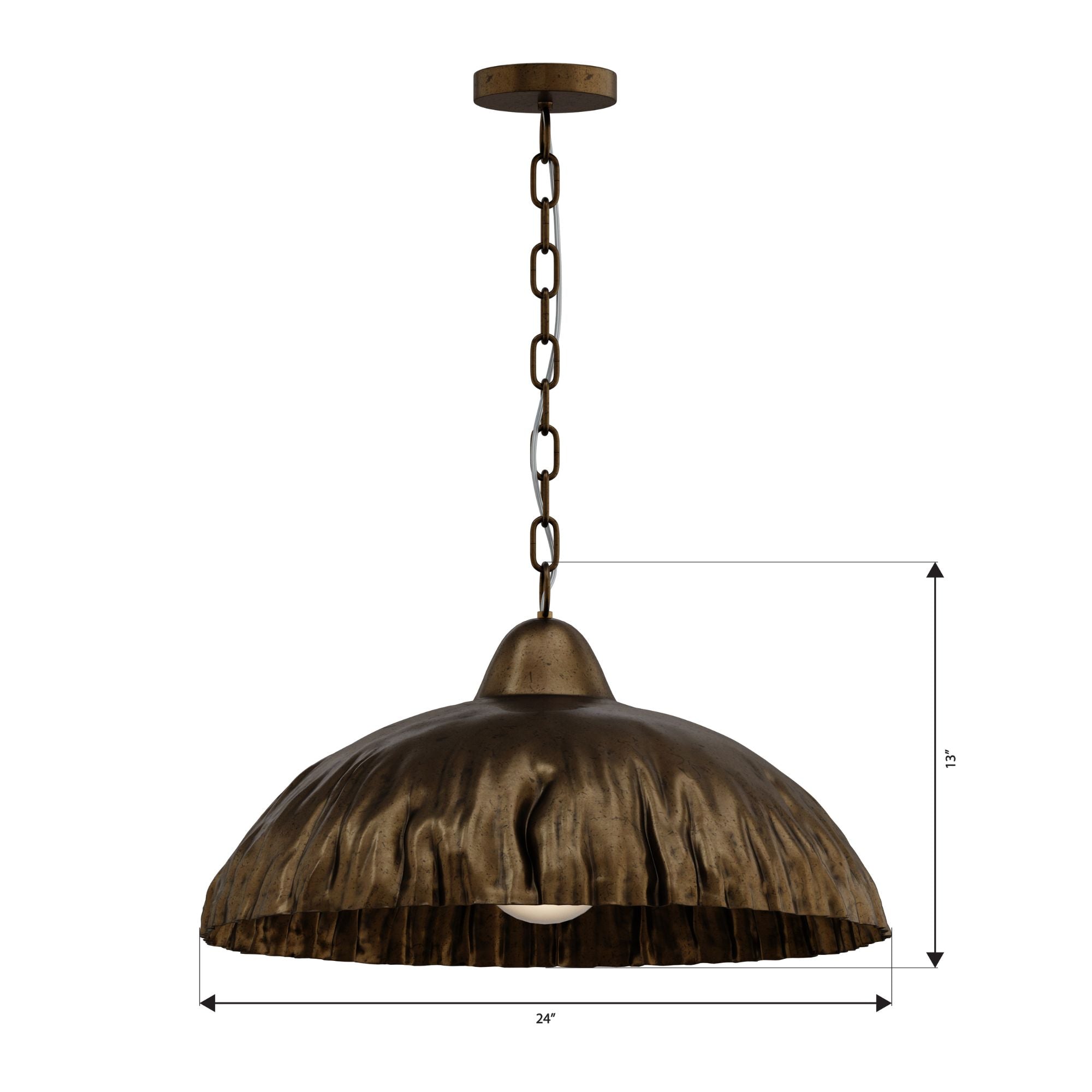 Minka-Lavery Zinnia 24 in. Pendant Light, Antique Brass, Metal Dome Shade