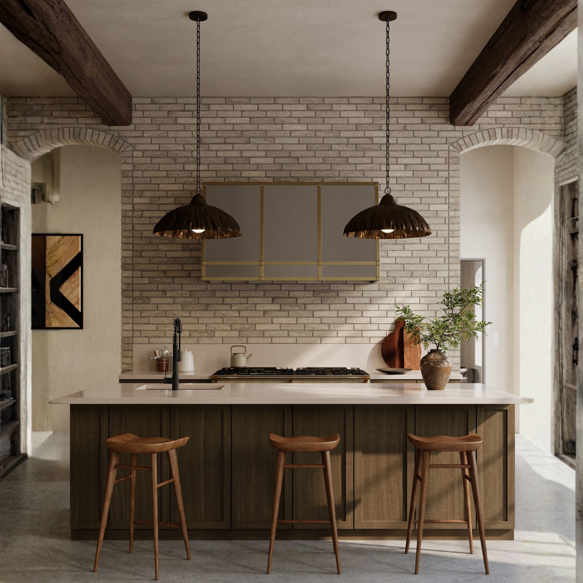Minka-Lavery Zinnia Pendant Light, Antique Brass with Metal Shade