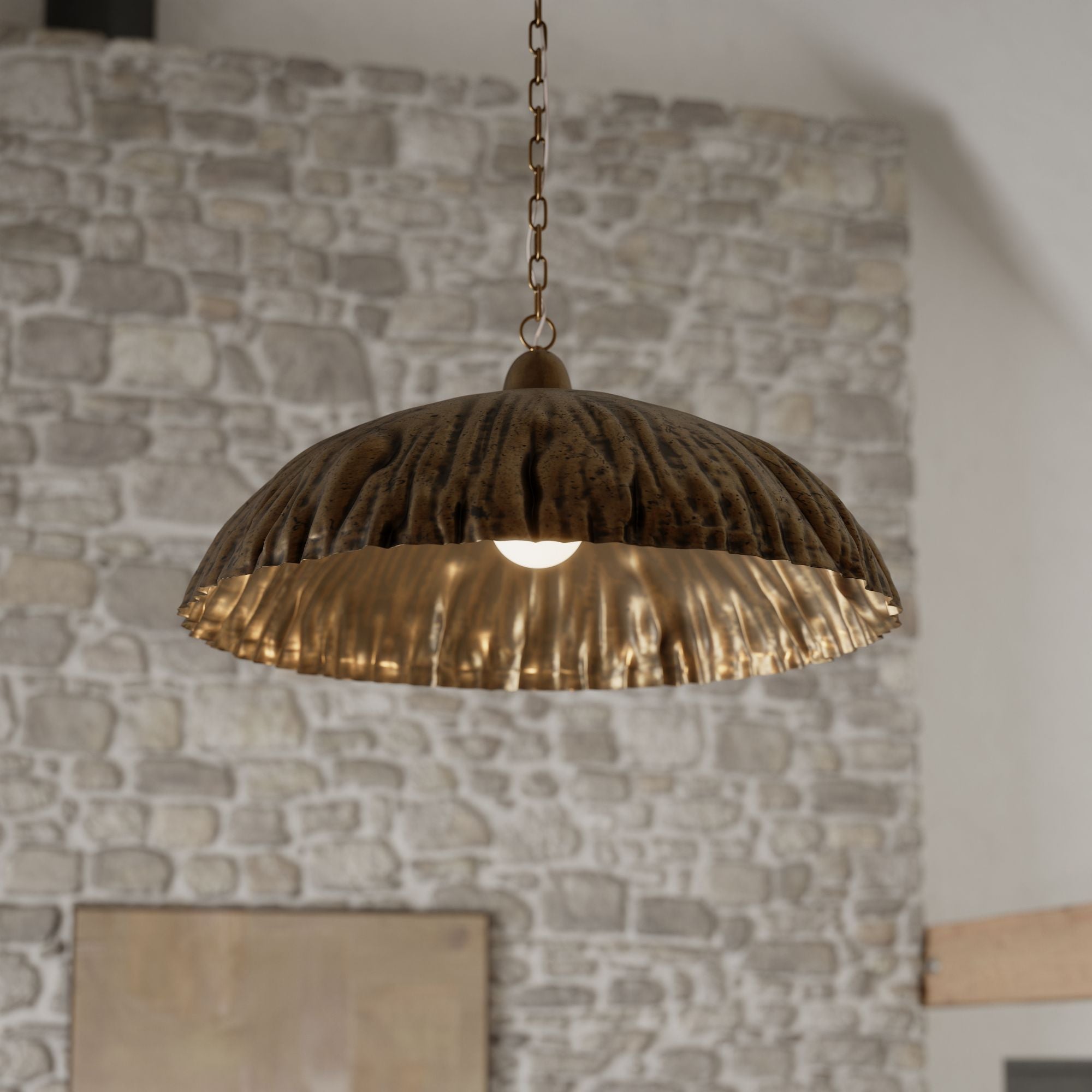 Minka-Lavery Zinnia Pendant Light, Antique Brass with Metal Shade