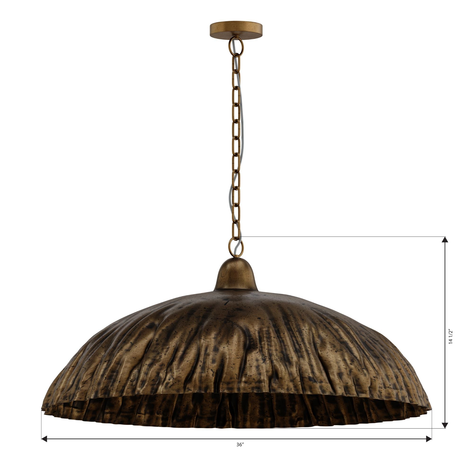 Minka-Lavery Zinnia 36 in. Pendant Light, Antique Brass with Metal Shade
