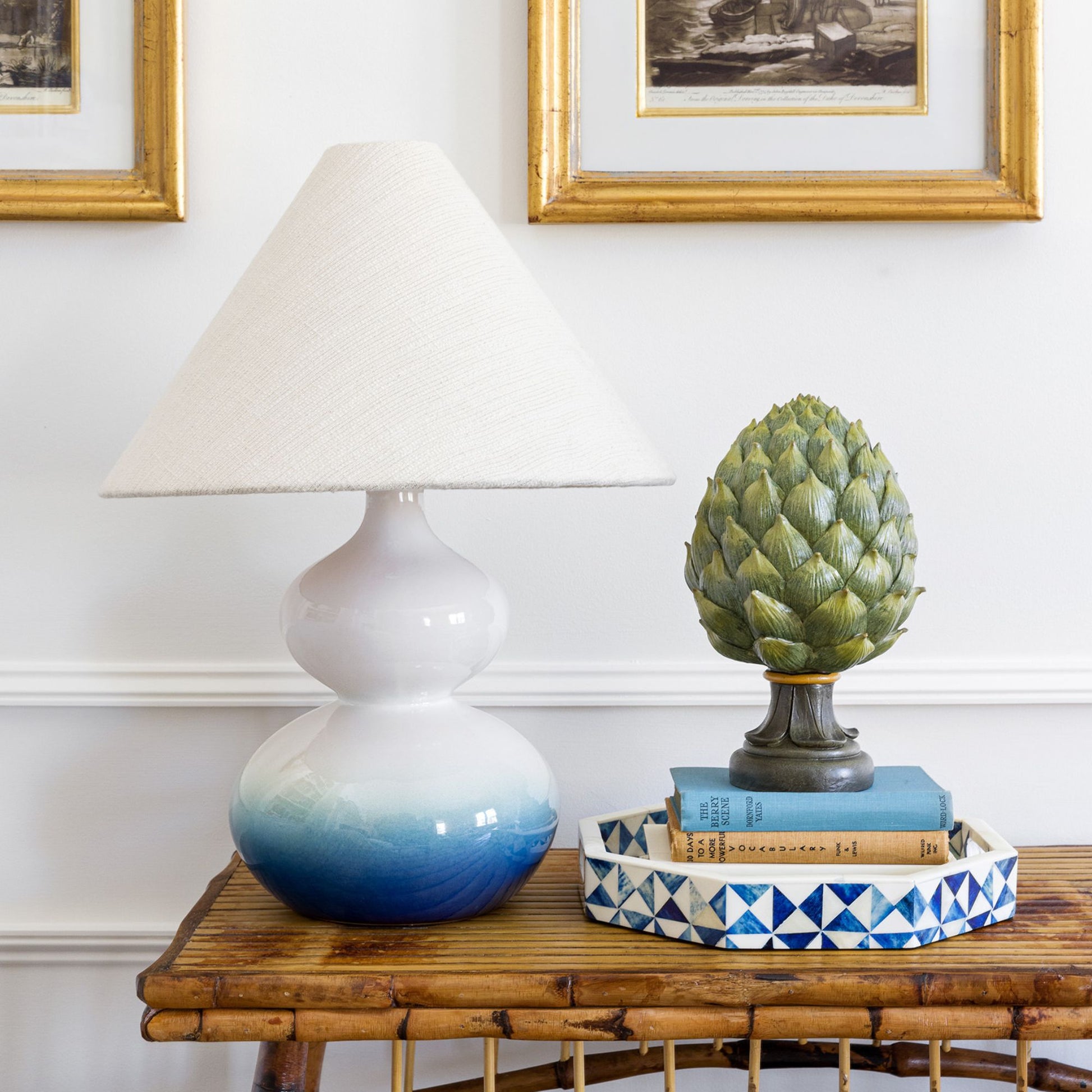 Mitzi - Aimee Table Lamp Ceramic Blue Ombre with Aged Brass Accents | Bees Lighting