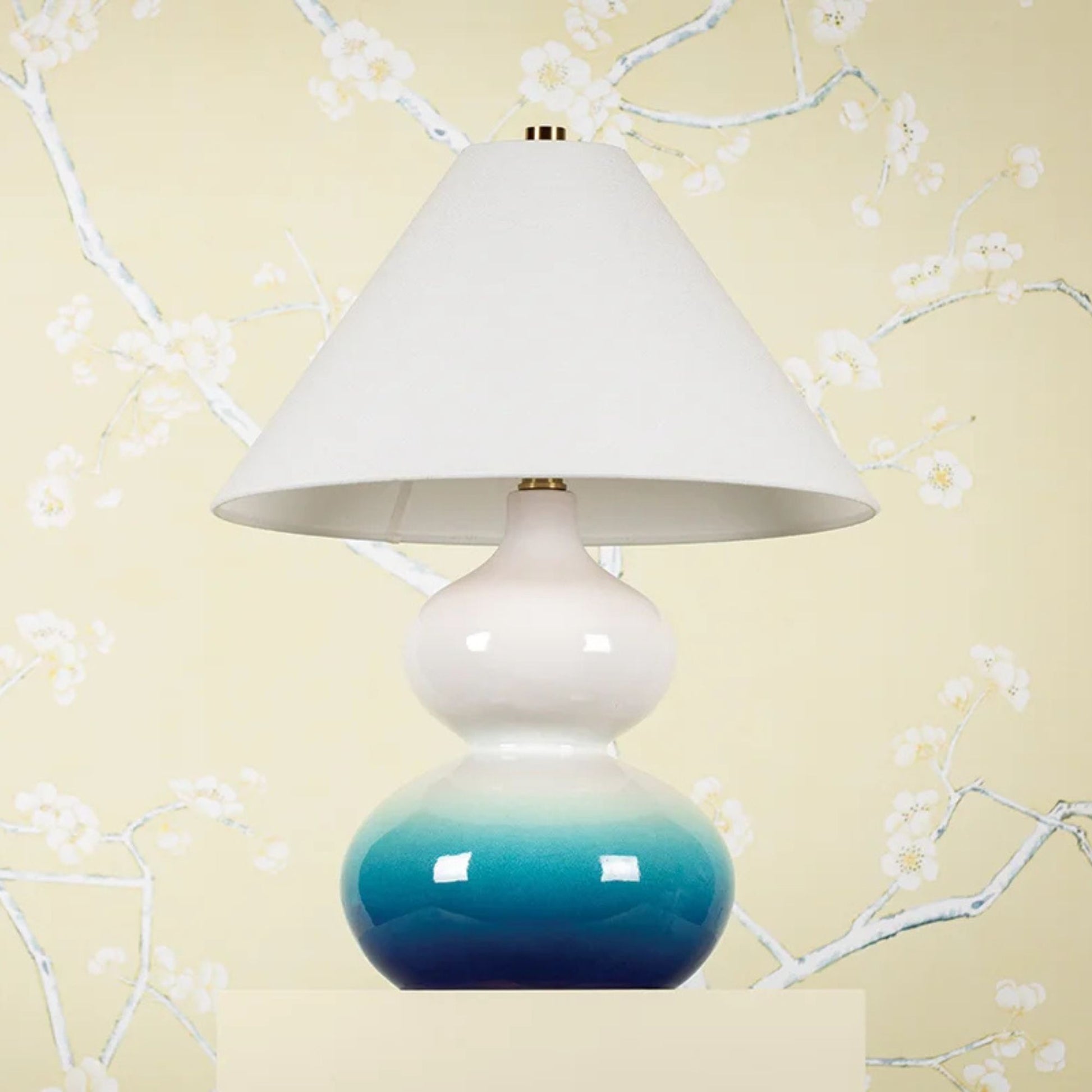 Mitzi - Aimee Table Lamp Ceramic Blue Ombre with Aged Brass Accents | Bees Lighting